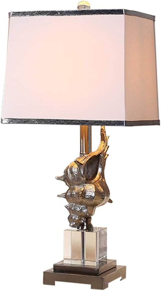Nachttischlampen, Touch-Lampen, kleine Lampen, Nac Harz Conch K9 Kristall Tisch Lampe Multicolor Mit E27 Birne for Schlafzimmer Wohnzimmer Studie(B,Button)