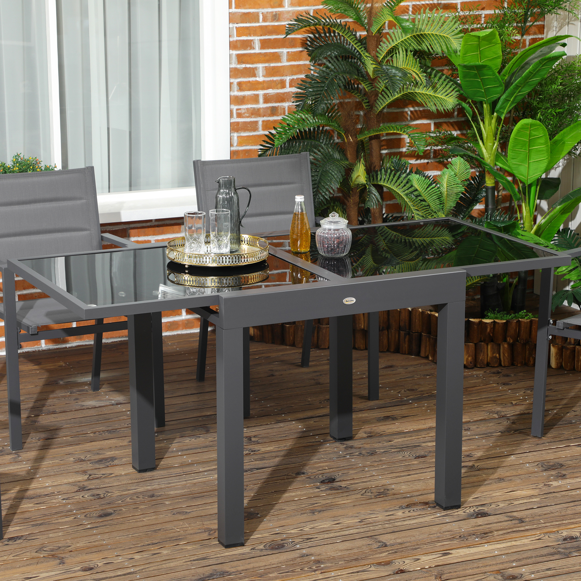 Uitklapbare buitentafel voor in de tuin, uitbreidbaar, weerbestendig, 160 cm �� 80 cm �� 75 cm, zwart