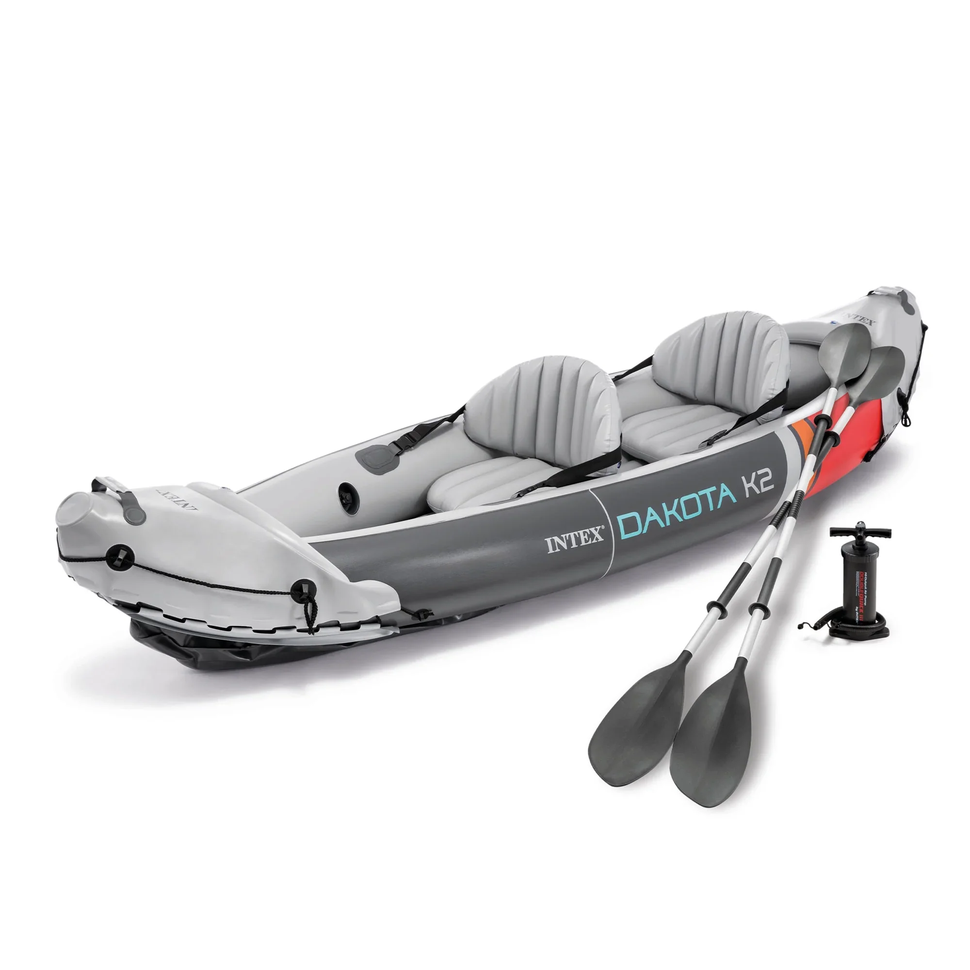 2025 Intex Dakota K2 Kayak inflable de vinilo para 2 personas, con remos y bomba – Caja abierta