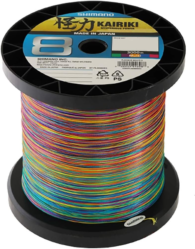 SHIMANO Kairiki 8, Geflochtene Angelschnur, 3000m, 0,35mm, 27,2kg, 60lb, Mehrfarbig, 59WPLM98S2L