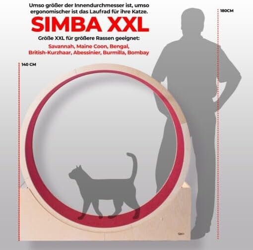 Elmato Katzenlaufrad Simba L & XXL ca. 120 cm / 140 cm in weiß/beige & grau/meliert (beige, 120 cm)