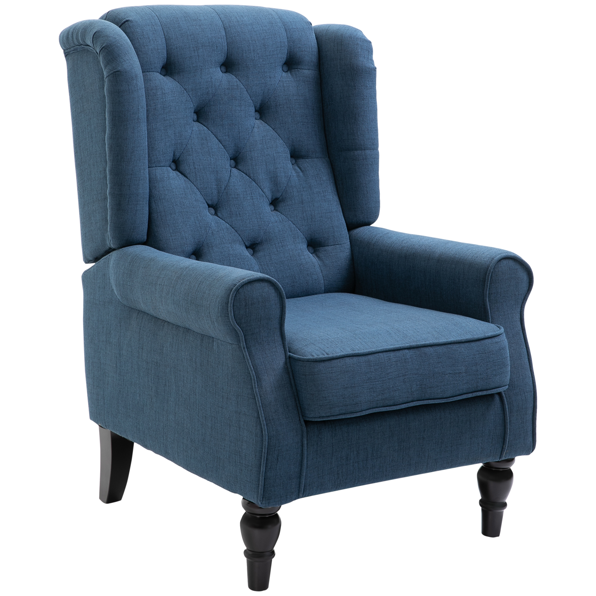 Elegante Oorfauteuil, Dik Gepolsterd, Afneembare Hoes, 74 x 86 x 102 cm, Blauw