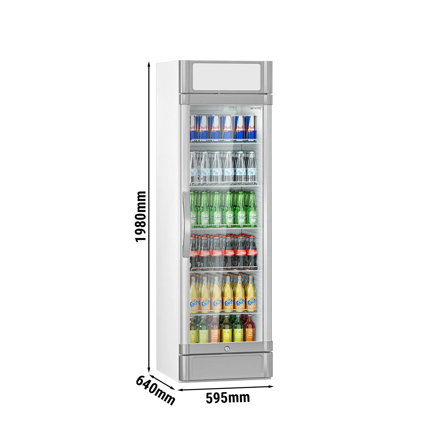 Displaykjøler - 595 mm - 347 l - digitalt display - med 1 glassdør & LED-belysning - +2 °C til +10 °C