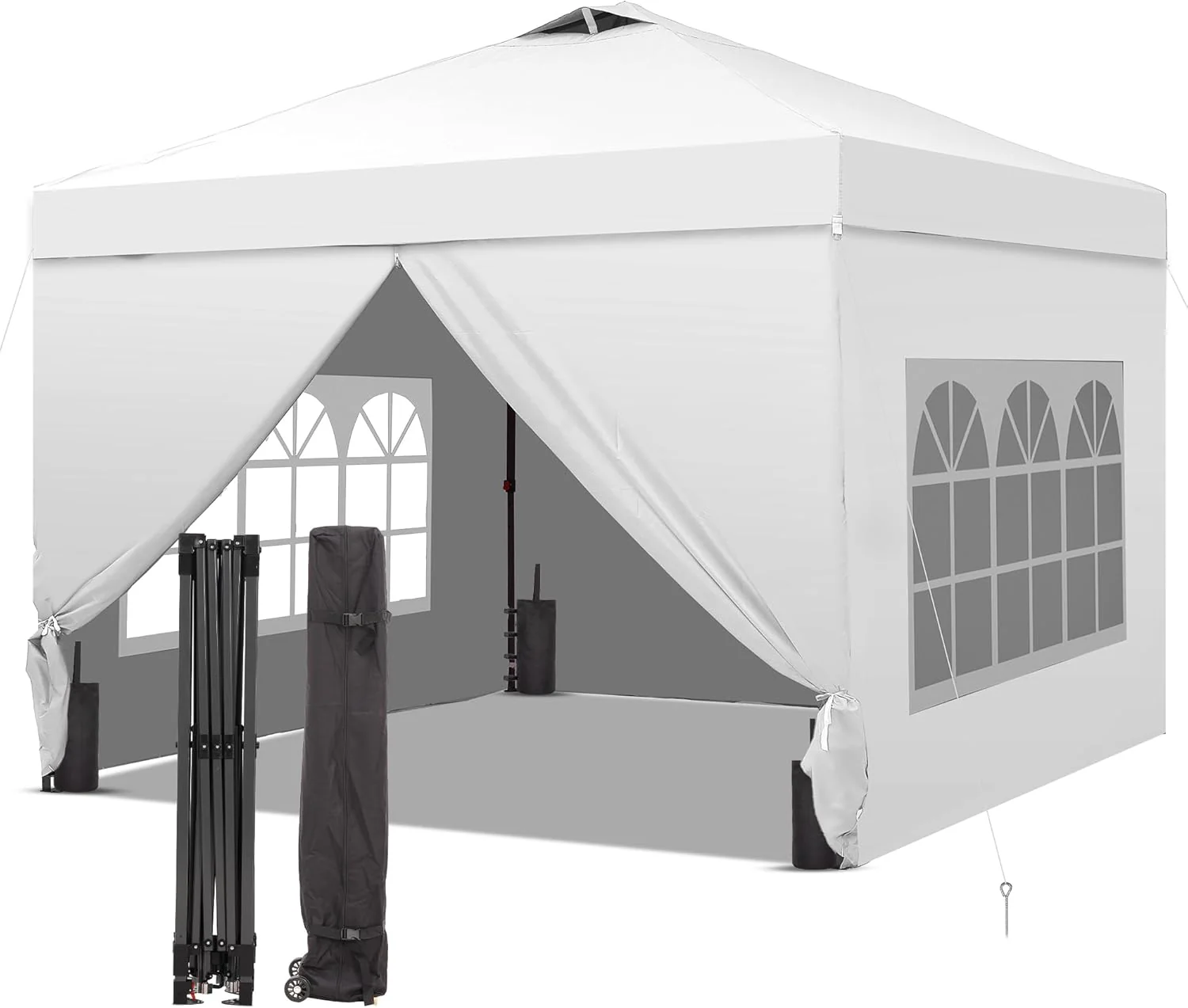 GDY 12x12 Pop Up Canopy Tent with 4 Sidewalls, Easy Set up with One Push Lift Gazebo