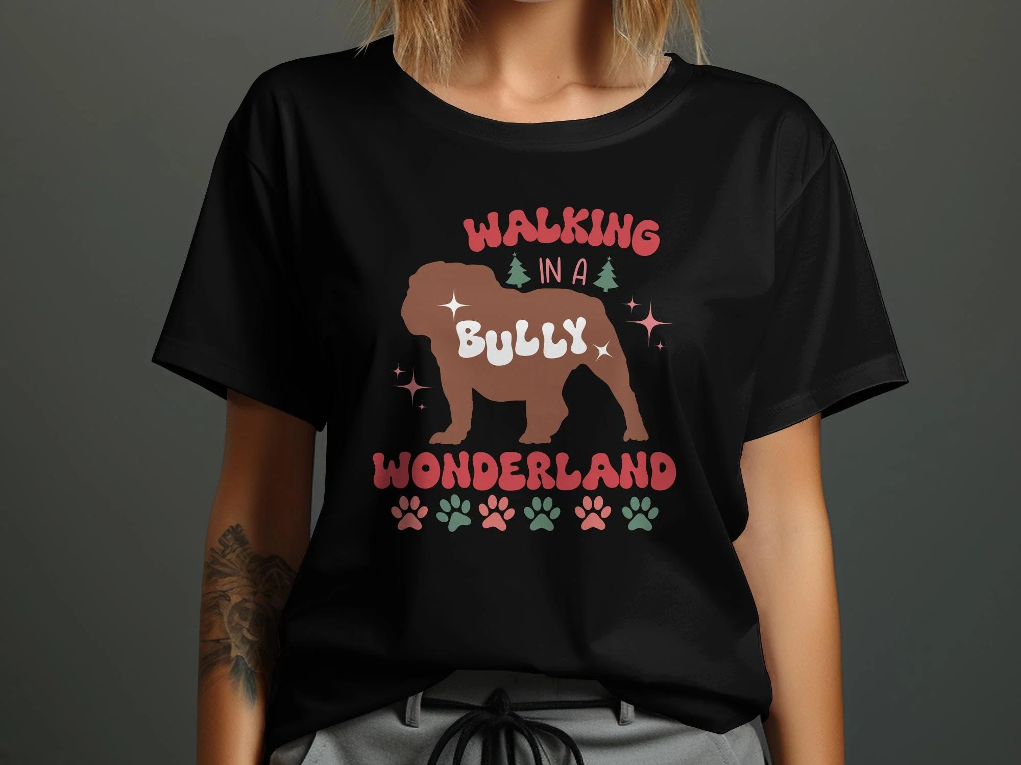 Bulldog Christmas Shirt, Walking in a Bully Wonderland Shirt, Bulldog Christmas Gift