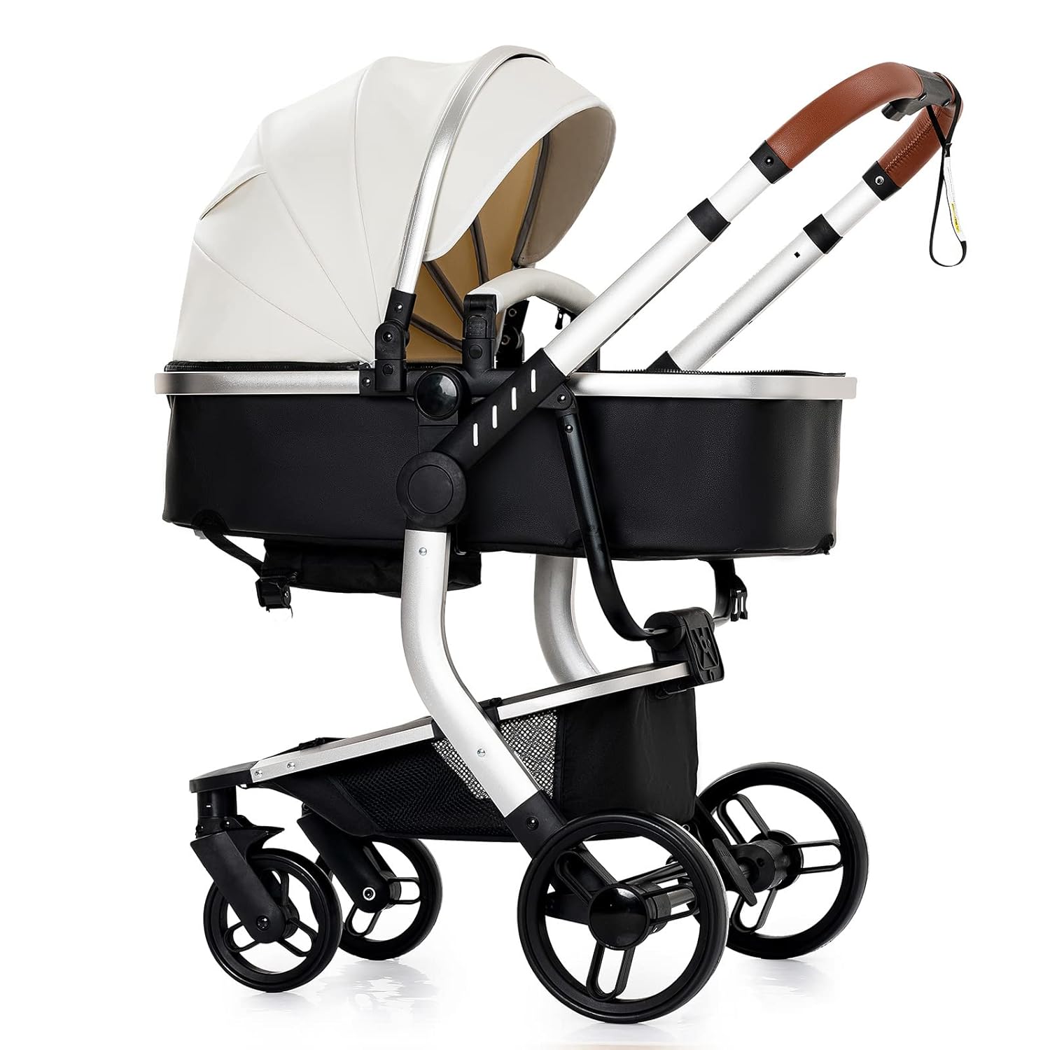 3 in 1 Kombikinderwagen 3 in 1 Reisesysteme Kinderwagen Infant Hochlandschaft Liegender Buggy Kinderwagen Neugeborenen Kinderwagen Faltbarer Standardkinderwagen (906 White)