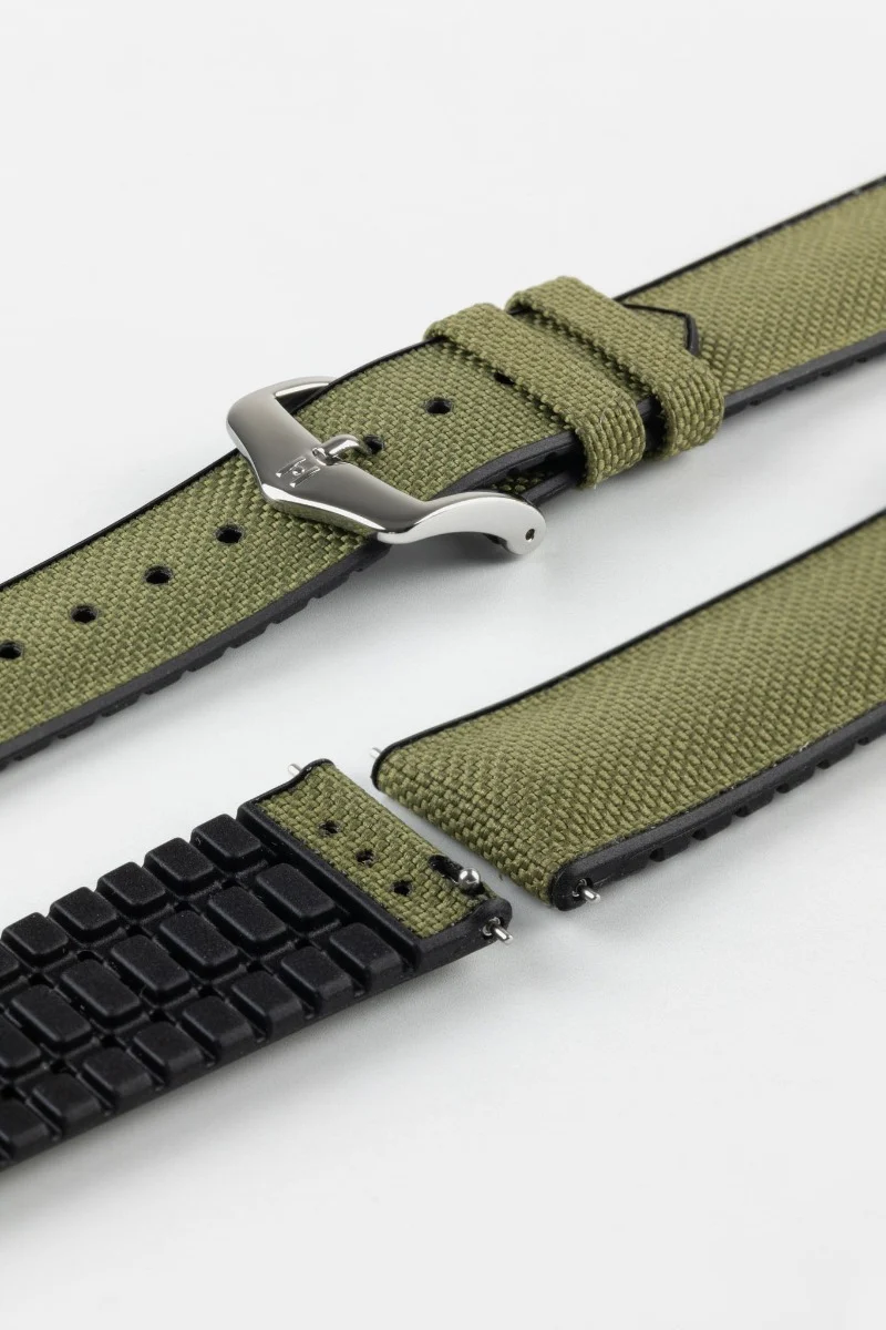 Hirsch ARNE Sailcloth Effect Performance Watch Strap - GREEN