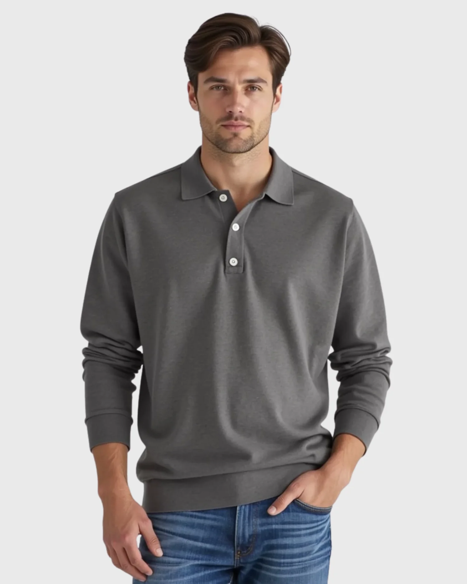 Langarm-Poloshirt f��r Herren mit Knopfleiste