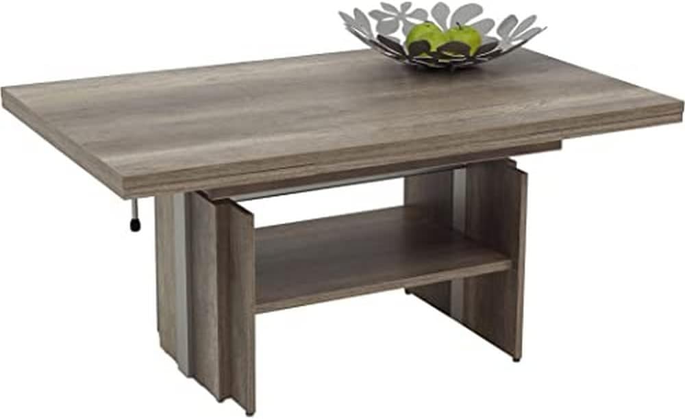 Hela Tische, Couchtisch Wohnzimmertisch Jerome, Holzwerkstoff melaminbeschichtet, Wildeiche, ausziehbar 110-177cm, höhenverstellbar mit Lift 53-69cm