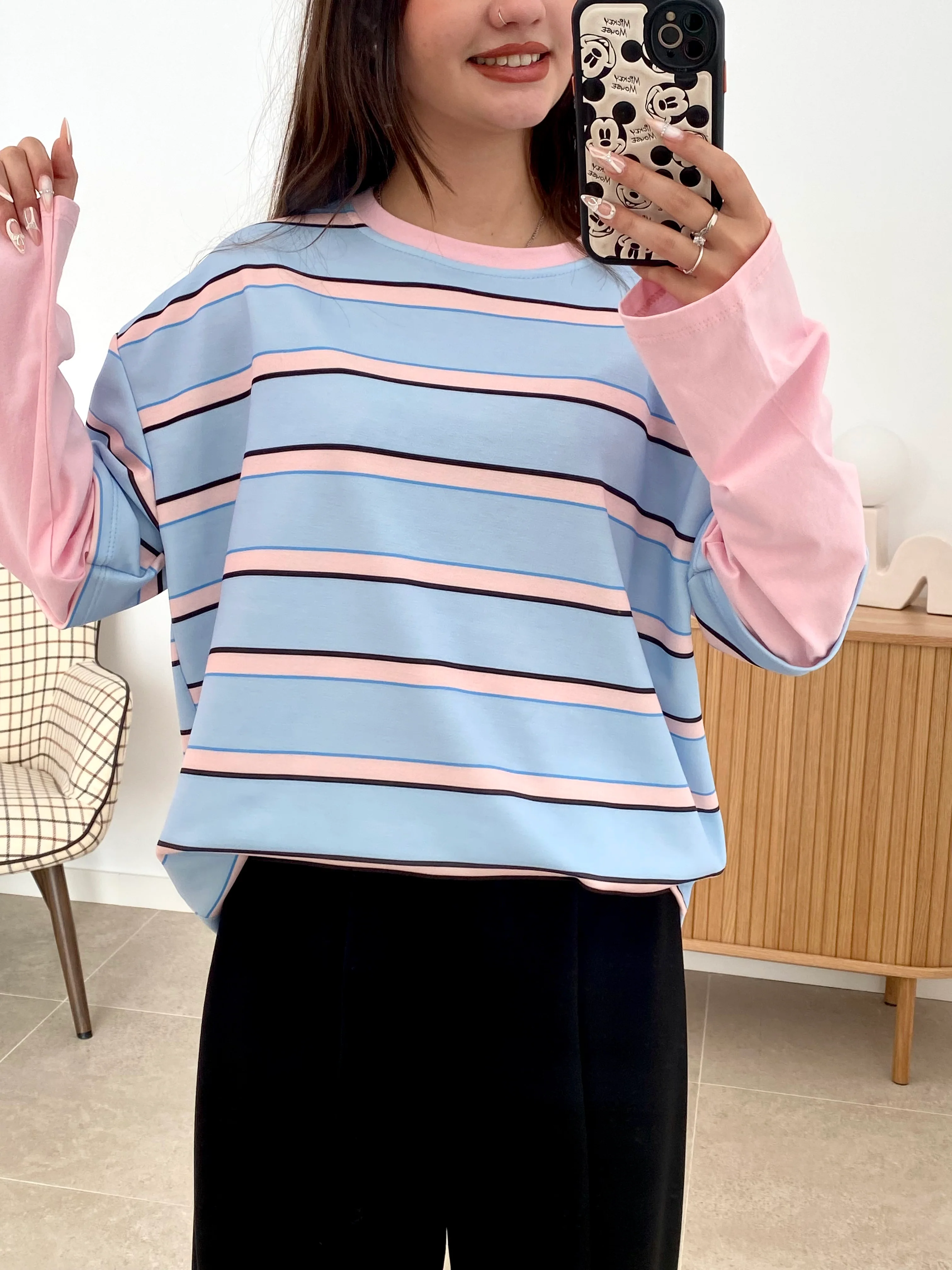 CAMISETA RAYAS MANGAS COMBINADAS