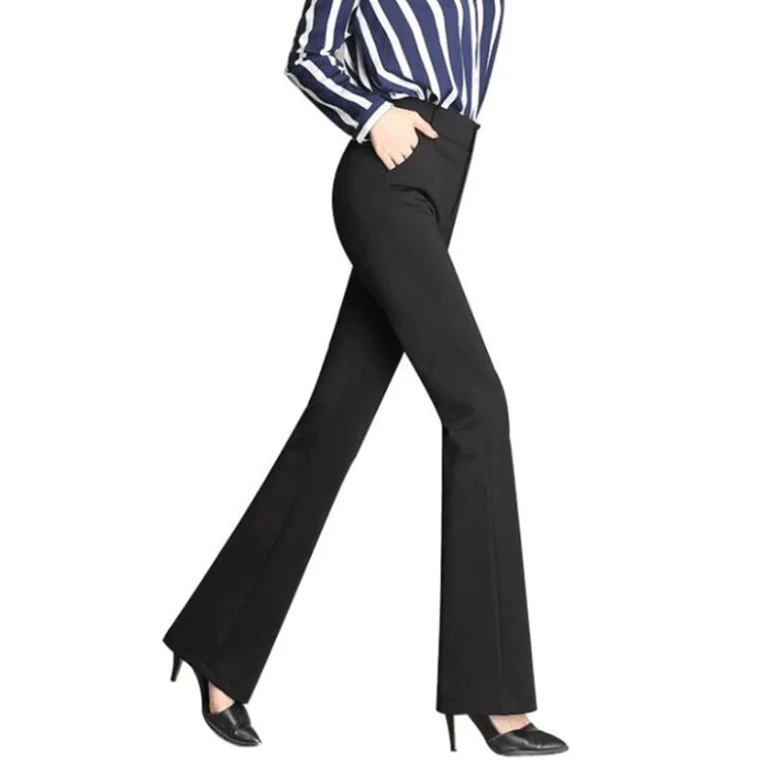 Elegante Stoffhose Damen High Waist | Weit geschnittene Business Hose mit A-Linie | Knitterfreie Hose f��r B��ro und Freizeit