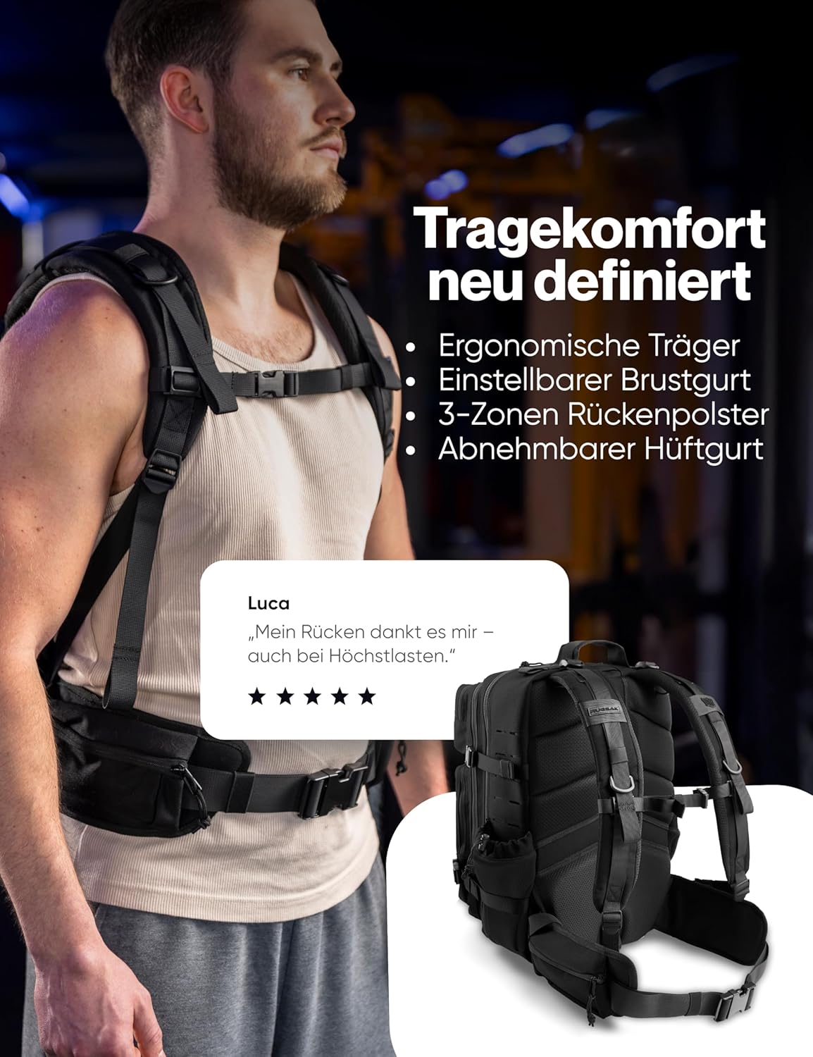 RUGSAK ALPHA | Taktischer Rucksack [20-45L] Wasserdicht & EXTREM Robust | Militär Survival Backpack | für Outdoor Arbeit Wandern Camping und Gym | Molle Reiserucksack Herren & Damen