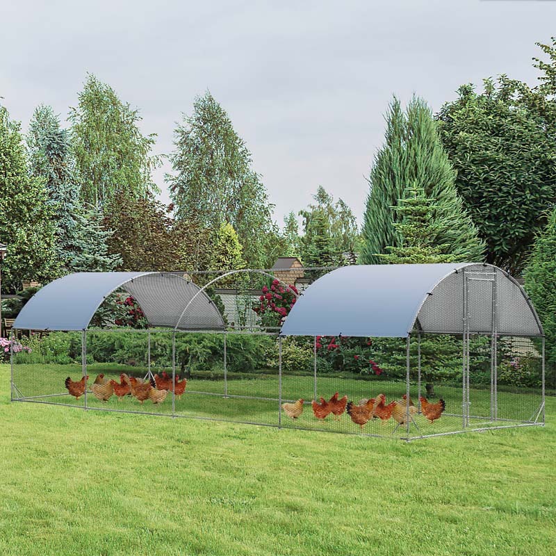 25 Ft Large Metal Chicken Coop Walk In Dome Poultry Cage Hen Run House Rabbits Habitat Cage With Cover - Waterproof Protective Cover