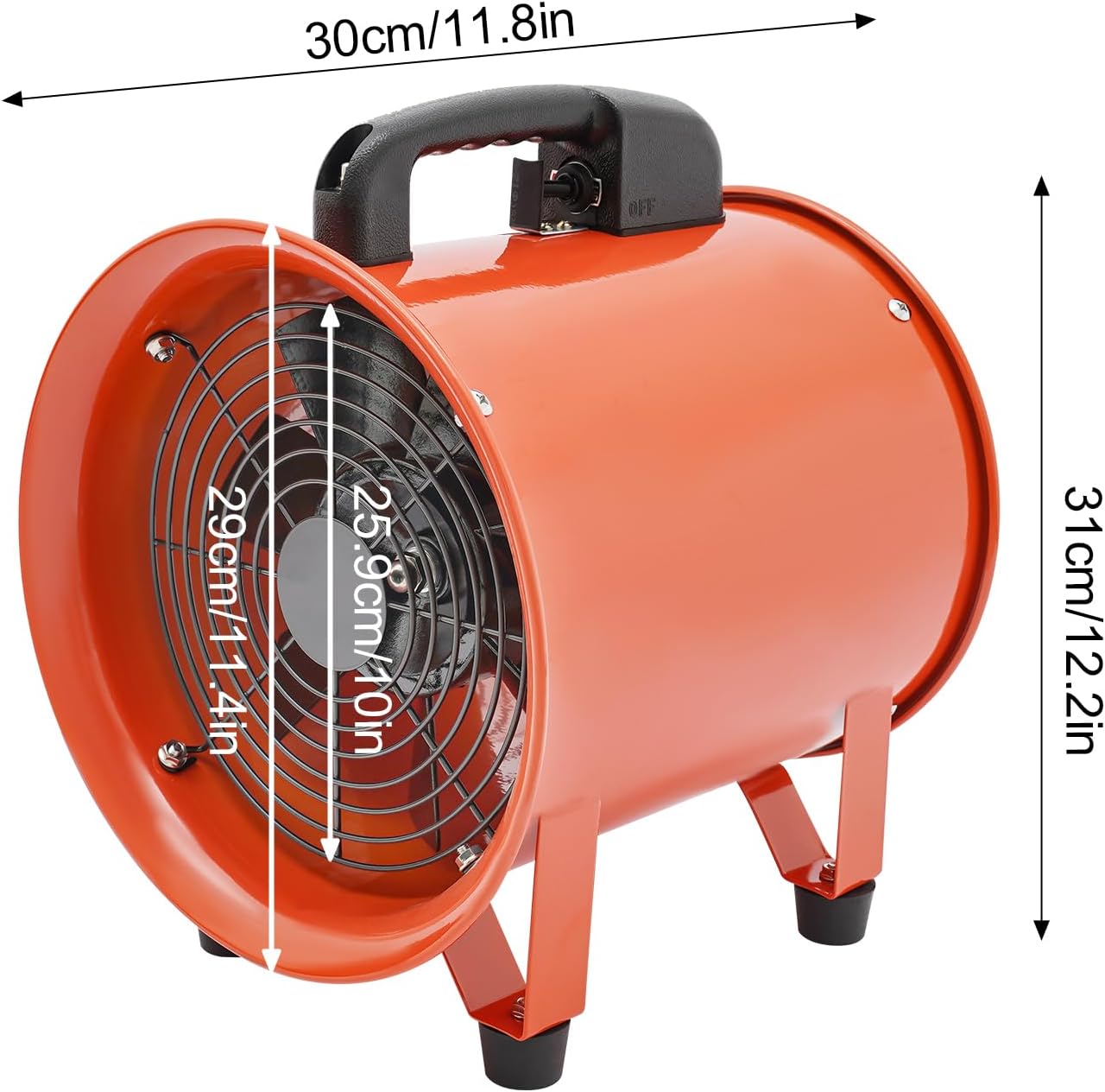 Industrieventilator Axialgebläse Industrielüfter Ventilator AC-Motor Baugebläse Rohrventilator Gebläse Bauventilator Tragbares Kanalschlauch Baulüfter für Fabriken Bauernhöfe mit 10M Schlauch