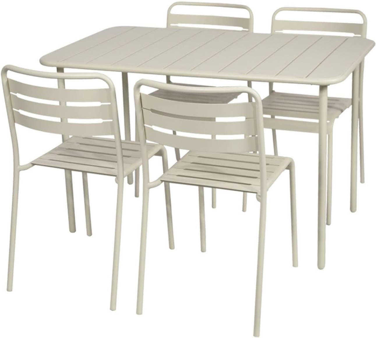 sweeek - Gartentisch + 4 Stühle aus Stahl, 120 x 70 x H72,5 cm - Amelia