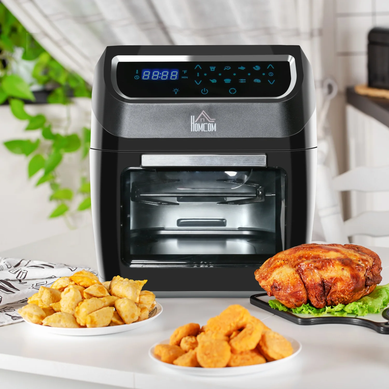 GVJMTKP 12 QT Air Fry Oven 8 In 1 Countertop Oven Combo with Air Fry Roast Broil Bake and Dehydrate 1700W with Accessories and LED Display Black