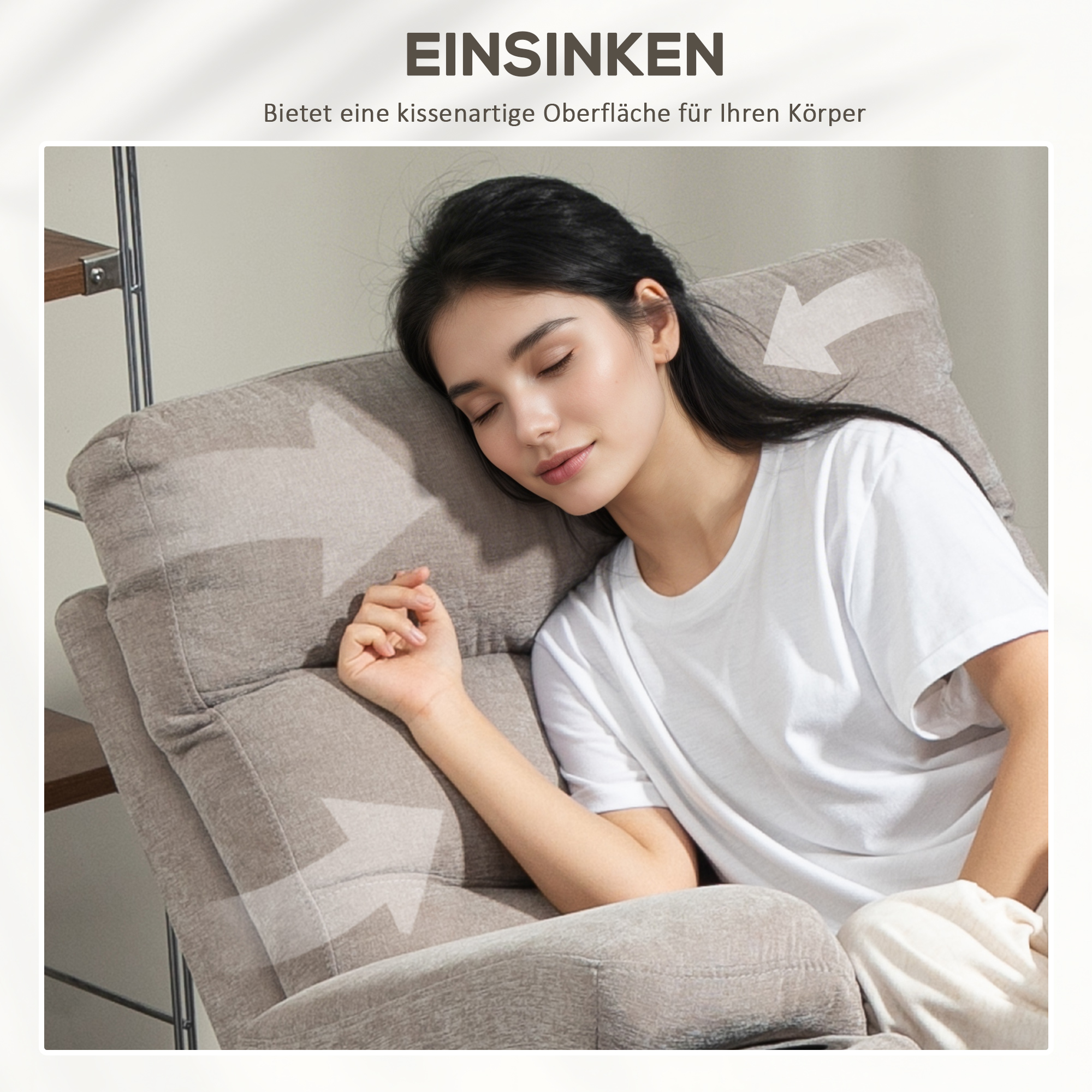 Massagestoel met Opsta-functie, 8 Vibratiemassagepunten, Elektrische Ligstoel met 2 Afstandsbedieningen Lichtbruin