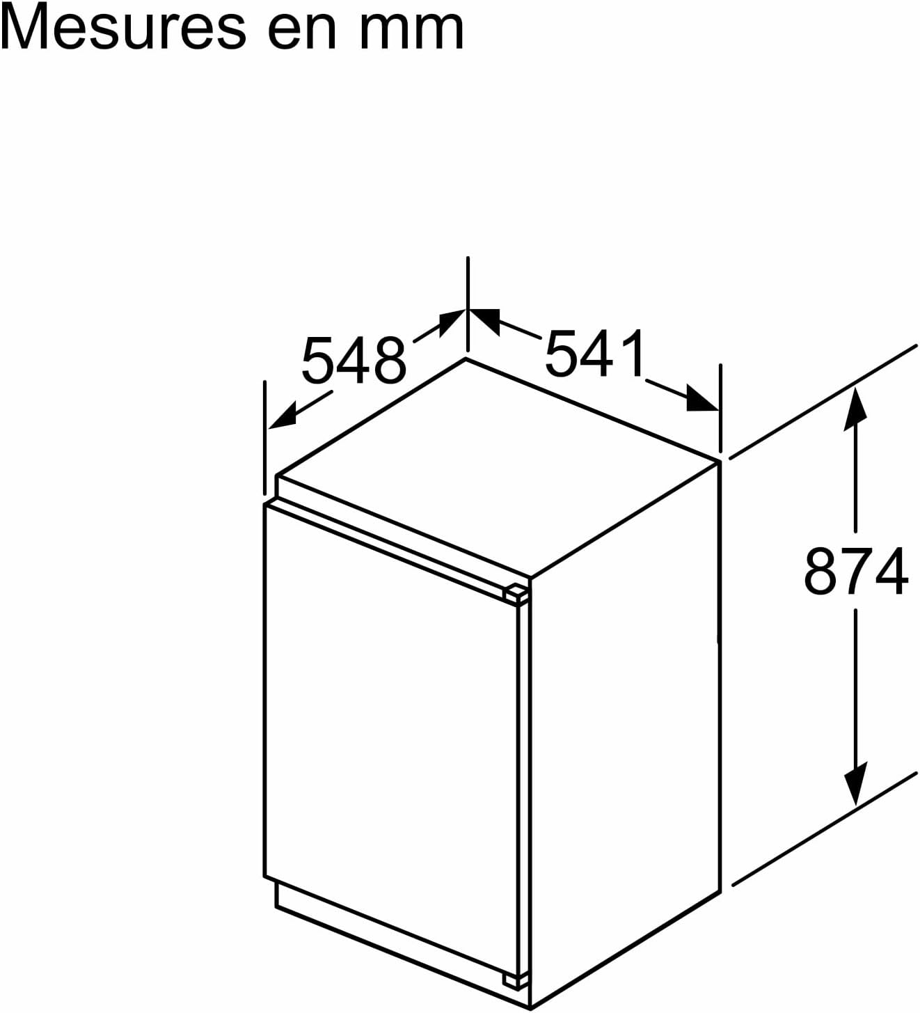 Bosch KIL22NSE0 - Série 2 - Réfrigérateur intégrable avec compartiment congélation - 88 x 56 cm - Charnières à glissières [Classe énergétique E]