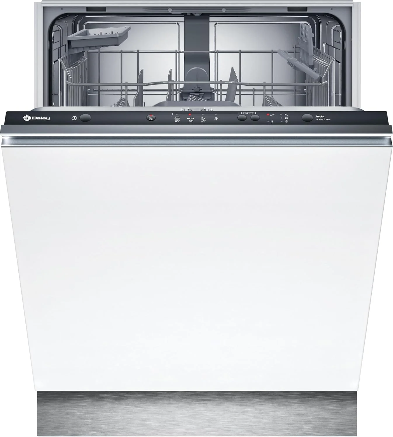 Balay 3VF5012NP Integrated Dishwasher, 60 cm, Extra-Quiet Motor, Automatic Program, Grey