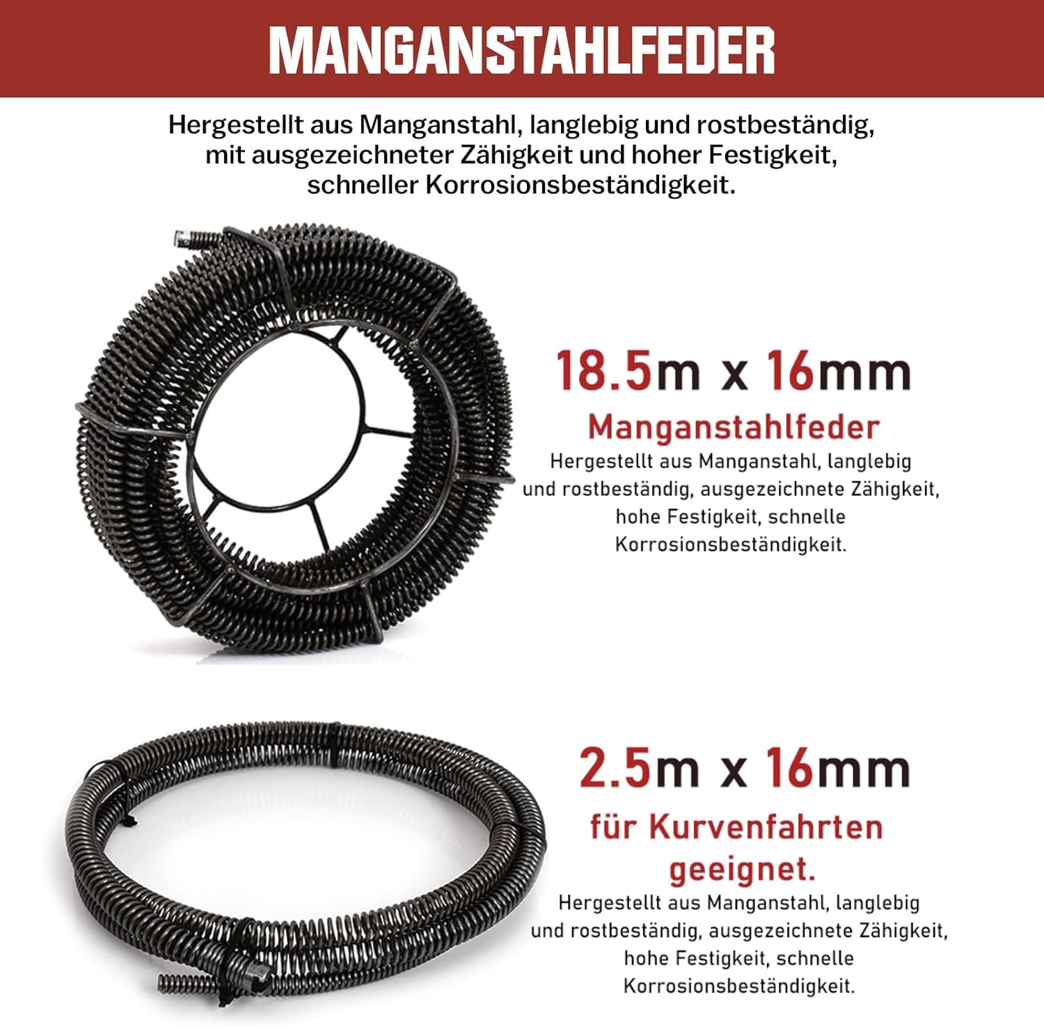 850W Elektrische Rohrreinigungsmaschine Satz zum Ø20-200mm Rohrleitungen [Spirale 33m x Ø16 mm + 14m x Ø22mm, 5m x Ø10mm], Rohrreinigungsgerät Set Rohrreiniger Reinigung Abflussreiniger, 450U/M