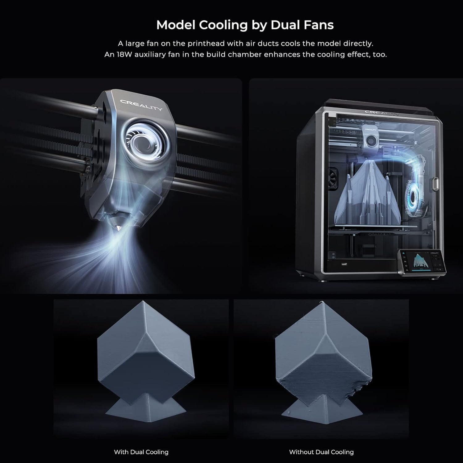Creality K1 Speedy 3D Drucker, 600 mm/s Druckgeschwindigkeit, FDM 3D Printer, 32m³/s Flow-Hotend, Doppellüfter, Fernüberwachung, Automatischer Nivellierung und Touchscreen, 220x220x250mm