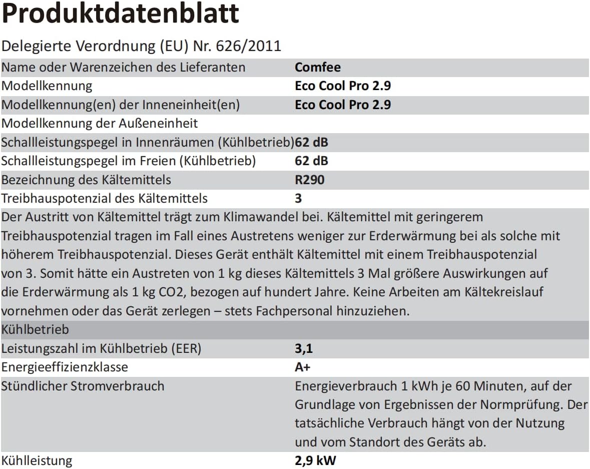 Comfee Mobiles Klimagert Easy Cool 2.0, 7000 BTU 2,0kW, Kühlen&Ventilieren&Entfeuchten, Raumgre bis 68m(25㎡), APP-Steuerung/Alexa/Google Home/IFTTT, Mobile Klimaanlage mit Abluftschlauch