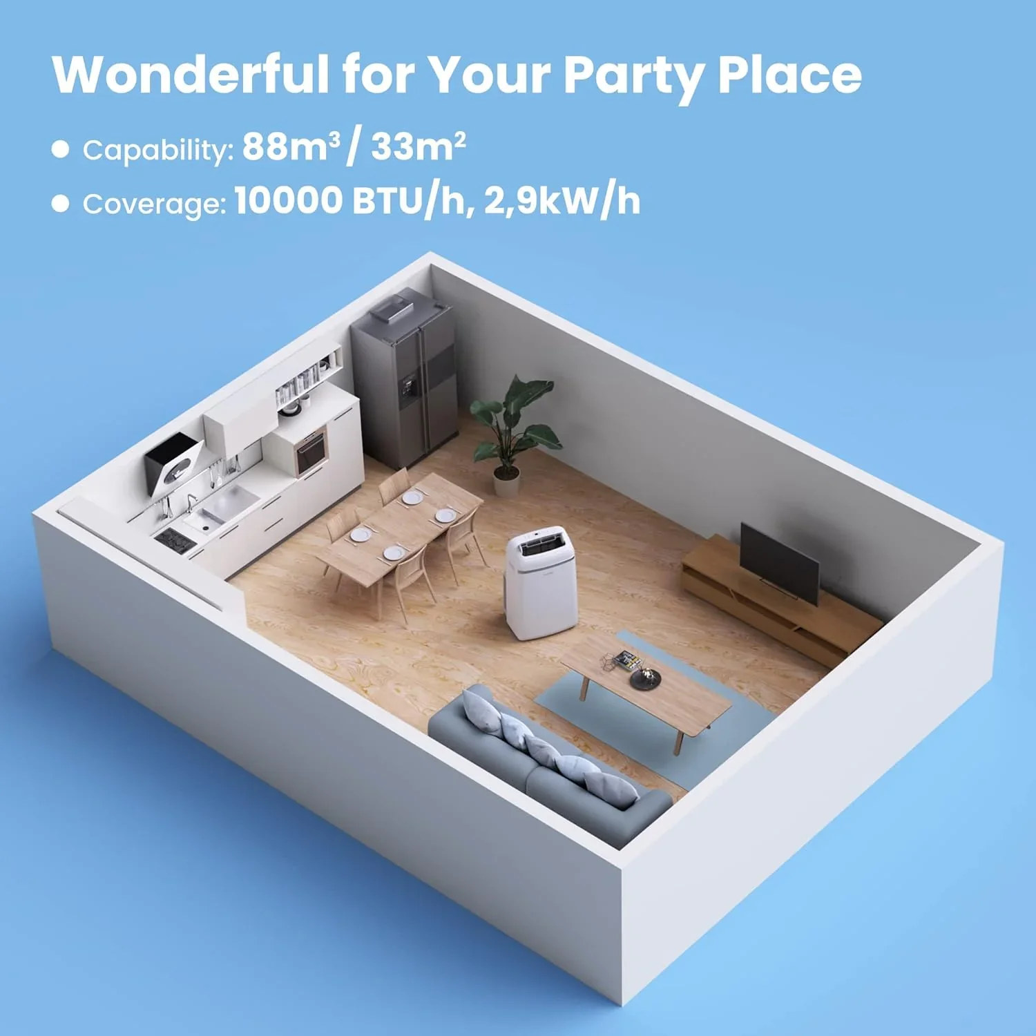 Comfee Mobiles Klimagert Easy Cool 2.0, 7000 BTU 2,0kW, K��hlen&Ventilieren&Entfeuchten, Raumgre bis 68m(25�O), APP-Steuerung/Alexa/Google Home/IFTTT, Mobile Klimaanlage mit Abluftschlauch