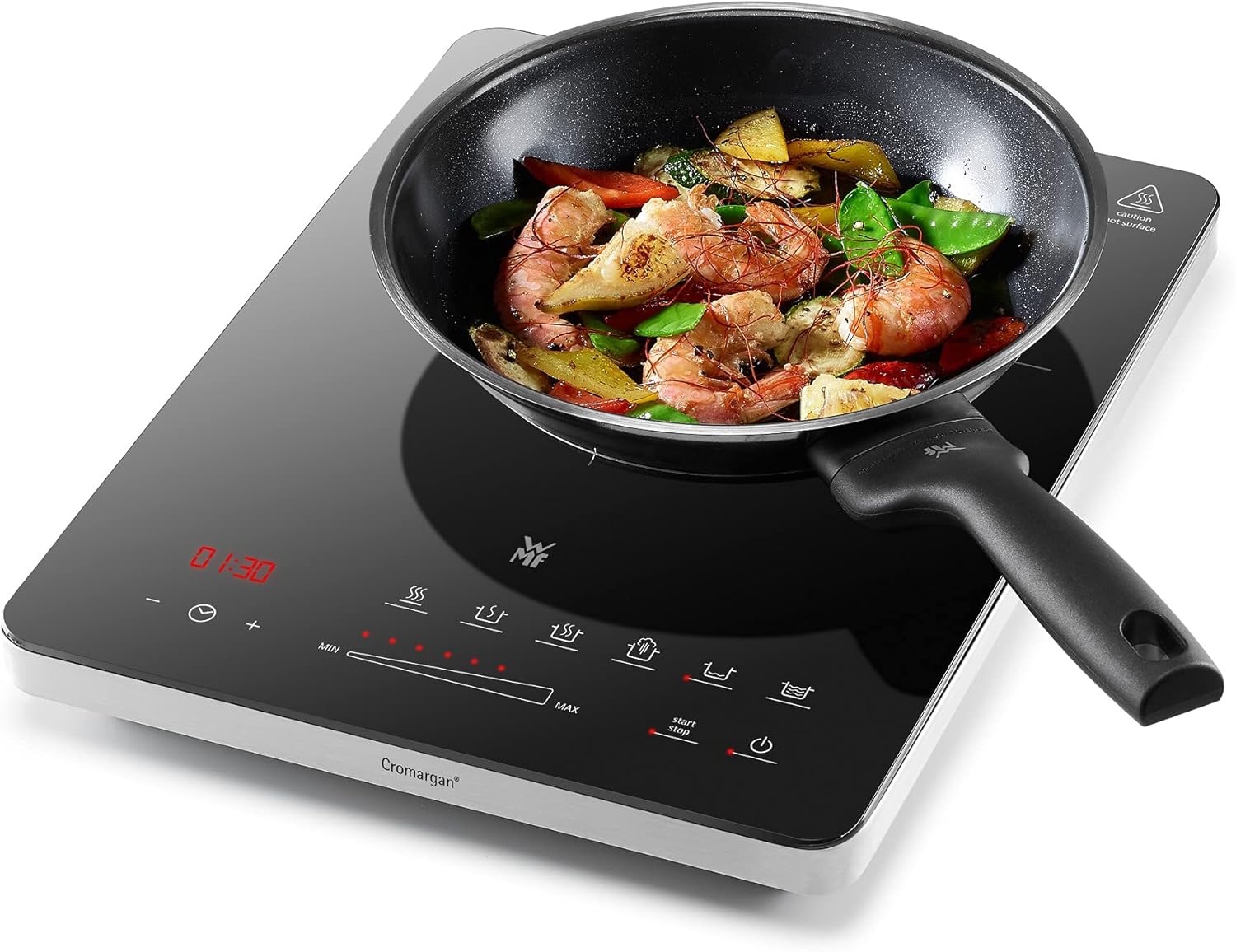 WMF Kult X Doppel- Induktionskochfeld 2 Platten, Kochplatte bis 28 cm, 2 Kochzonen, 8 Stufen, Topferkennung,Touch-Display, Glaskeramik, Timer-Funktion, 3500 W
