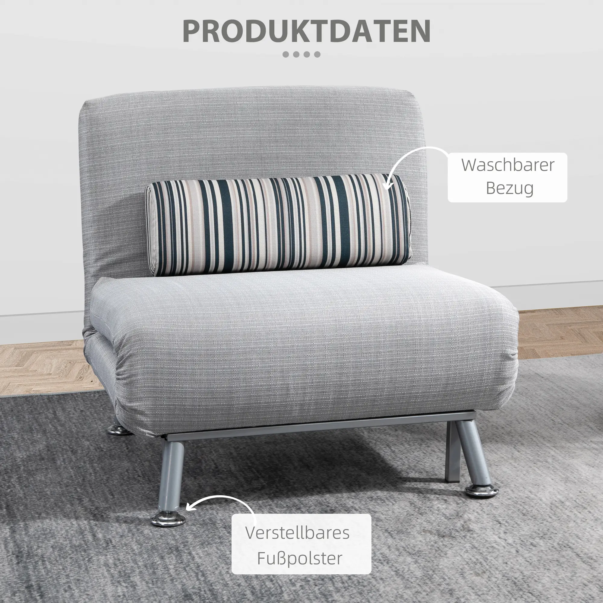 HOMCOM Schlafsessel Gästebett 2-in-1 mit verstellbarer Rückenlehne