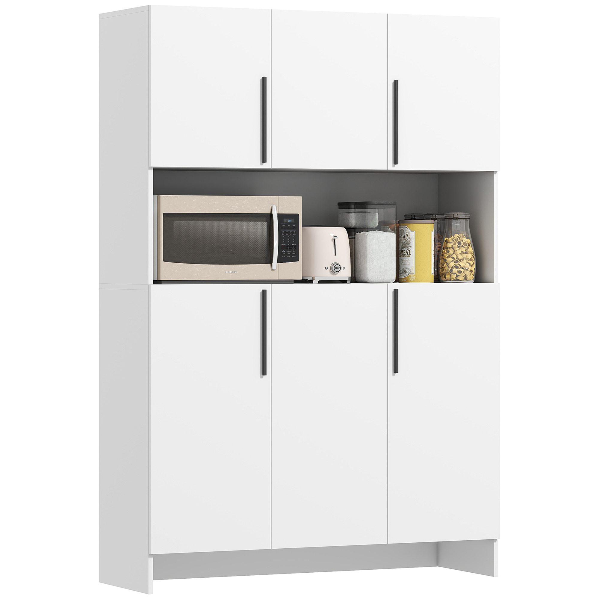 Keukenkast, 4 Kasten, 6 Deuren, 12 Scharnieren, Werkblad, Spaanplaat, Wit