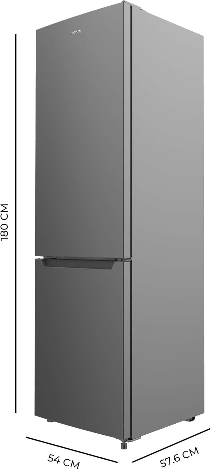 Cecotec Réfrigérateur combiné Bolero CoolMarket Combi 250 Dark D. Capacité de 250L, classe D, compresseur Inverter, Total No Frost, Multi Airflow, et porte réversible. Économies d'énergie garanties.