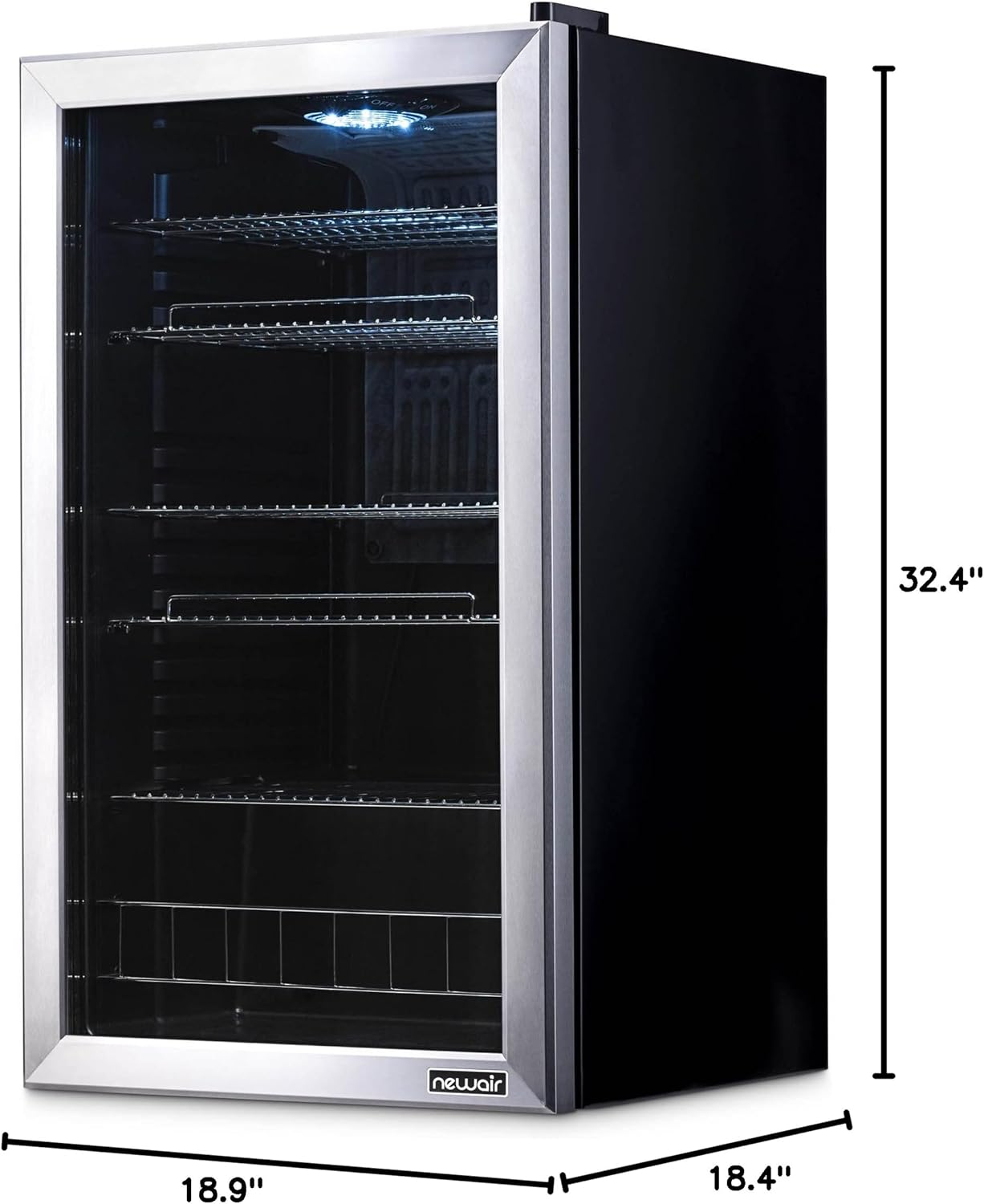 Getränkekühlschrank | Freistehender Kühlschrank für 126 Dosen mit Glastür mit Scharnier rechts | Mini-Getränkekühlschrank, perfekt für Bier, Wein, Limonade und kühlere Getränke
