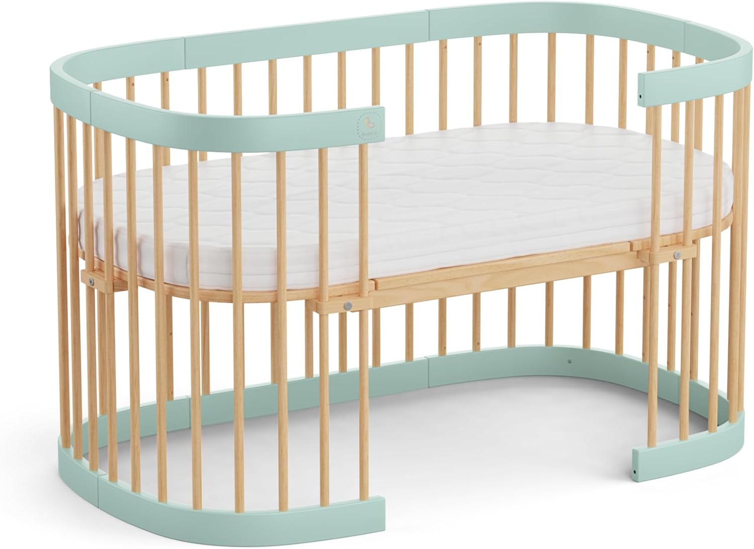 tweeto® Babybett 7 in 1 – mitwachsendes Babybett aus Holz | höhenverstellbares Beistellbett & Gitterbett | umbaubar zu Kinderbett & Laufstall (Buche Natur)
