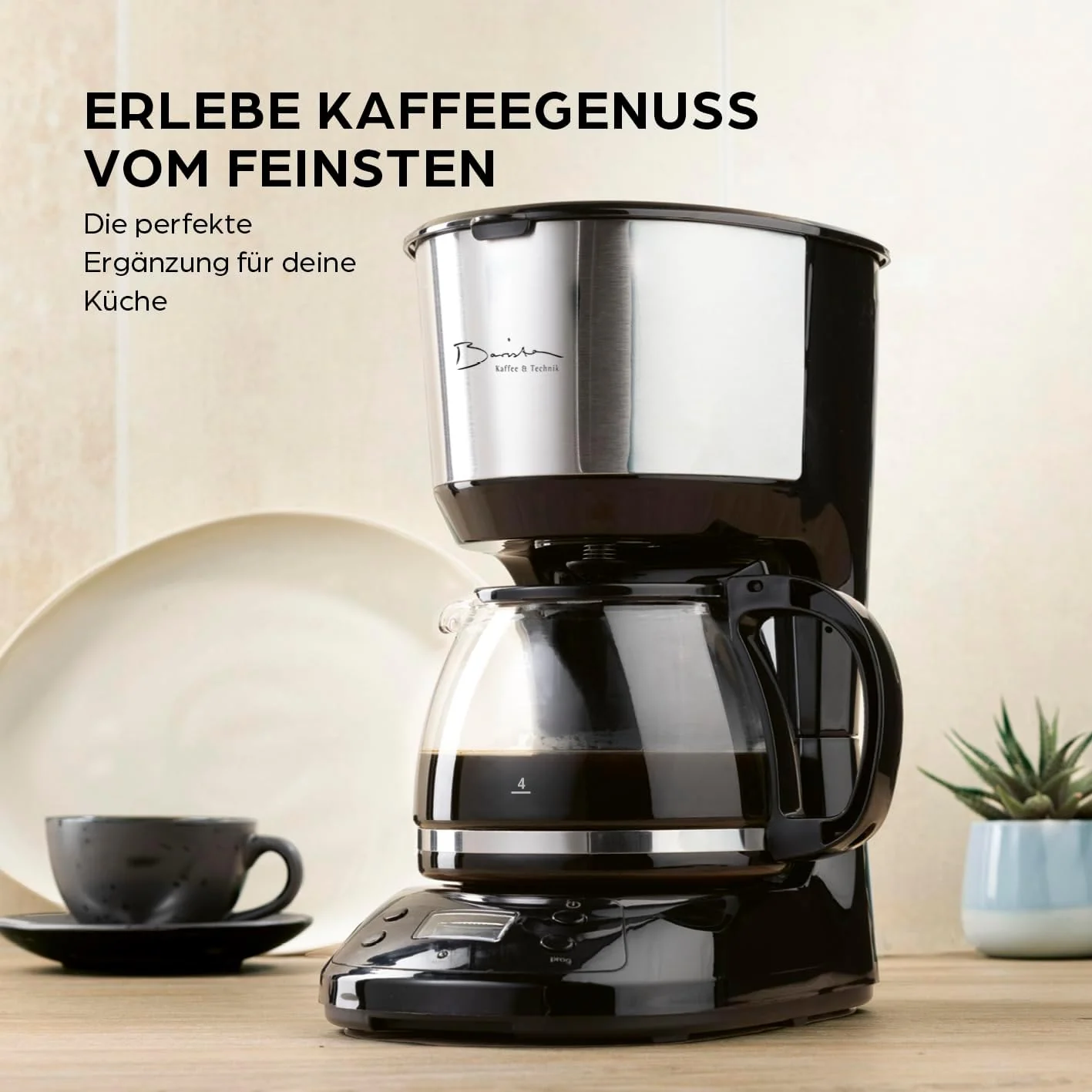 Barista filterkoffiezetapparaat met verstelbare molen & thermoskan | Warmhoudfunctie, 24-uurs timer & permanent filter | Voor 10 koppen koffie | Koffiezetapparaat voor bonen & poeder [roestvrij staal]