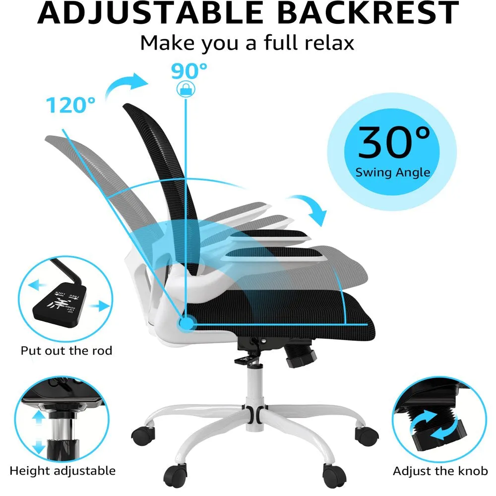 Silybon Ergonomischer Bürostuhl, Komfortabler Bürostuhl für das Homeoffice mit hochklappbaren Armlehnen und verstellbarer Höhe