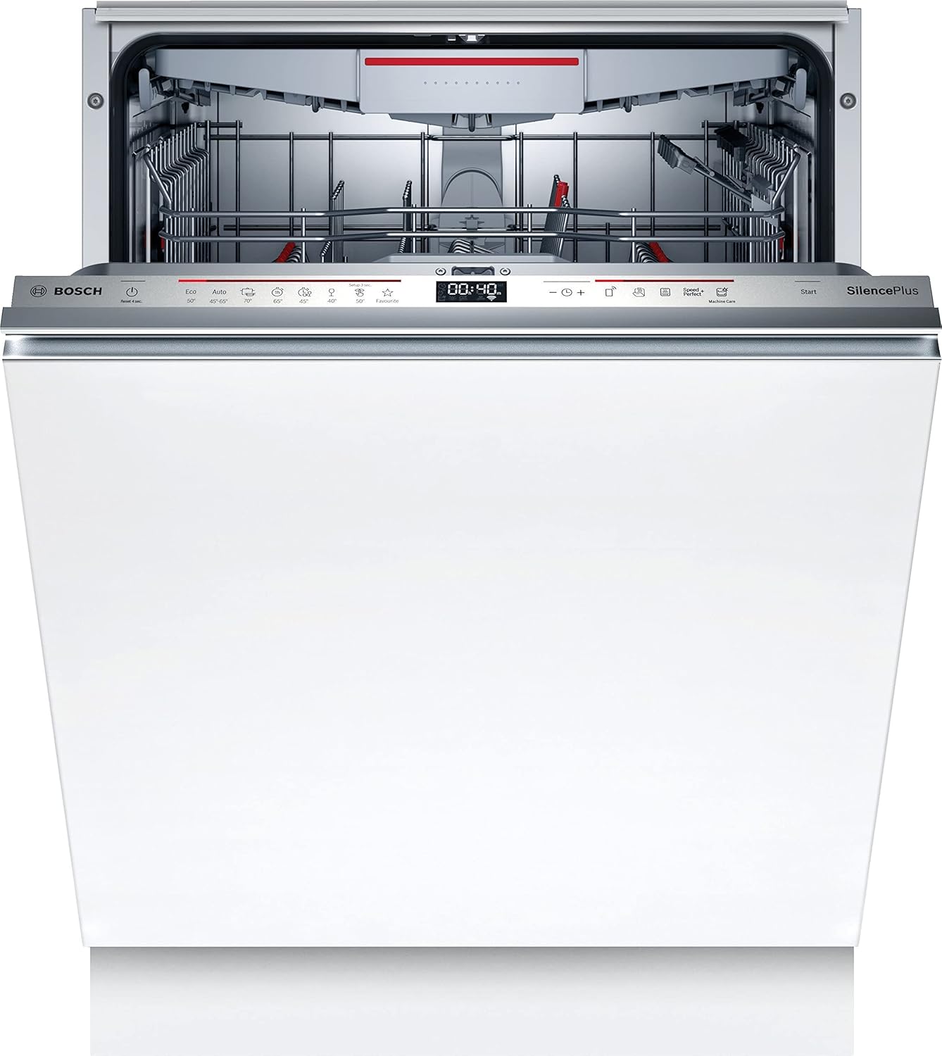 Bosch SMU4ETS08E, Serie 4, Smarter Unterbau-Geschirrspüler 60 cm, Besteckkorb, Spülmaschine mit Programmassistent, besonders Leise, höhenverstellbarer Oberkorb, Automatische Türöffnung, Edelstahl
