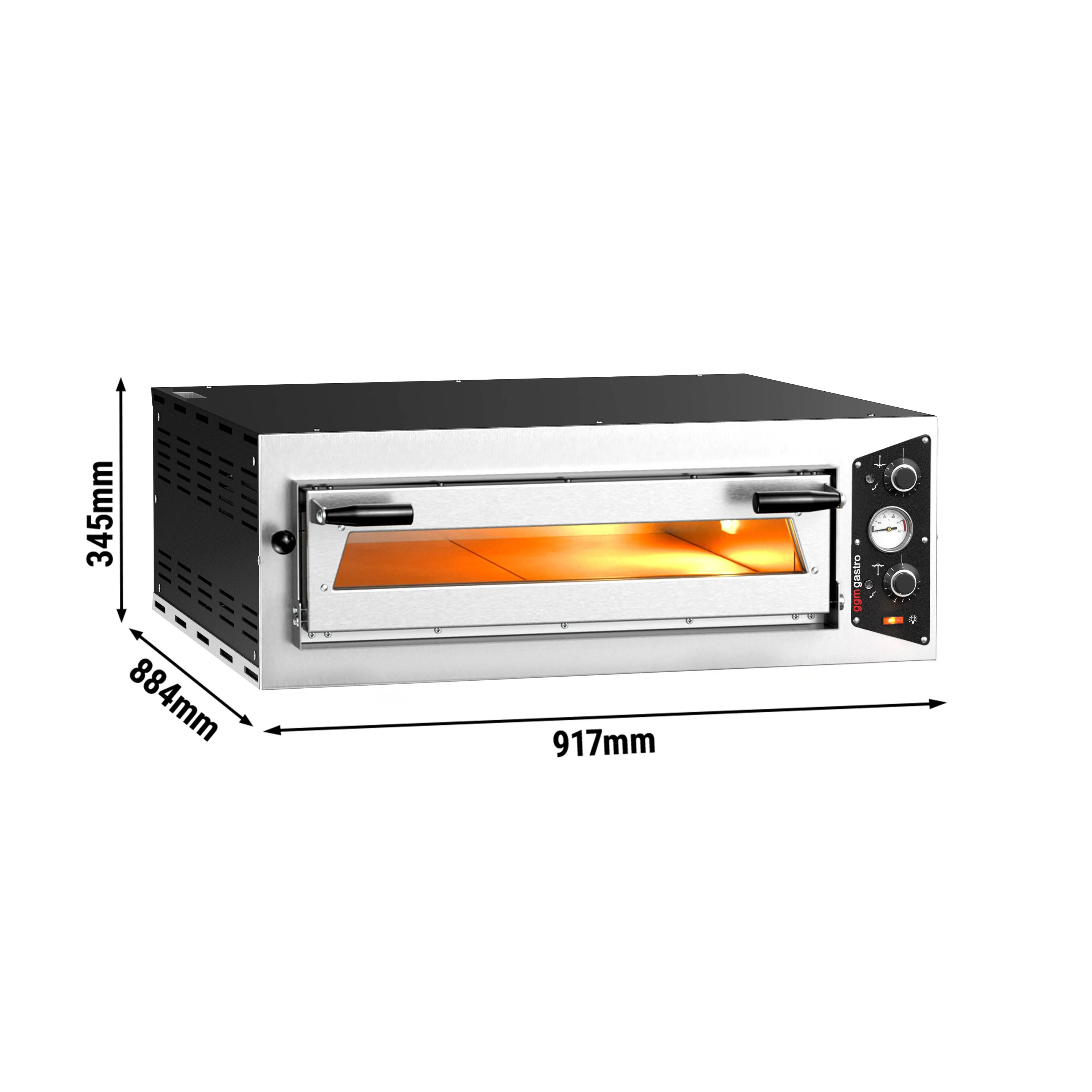 Elektrisk pizzaovn (full steinbunn) - 917x884 mm - 4x ? 30 cm - opptil 450 ��C - manuell