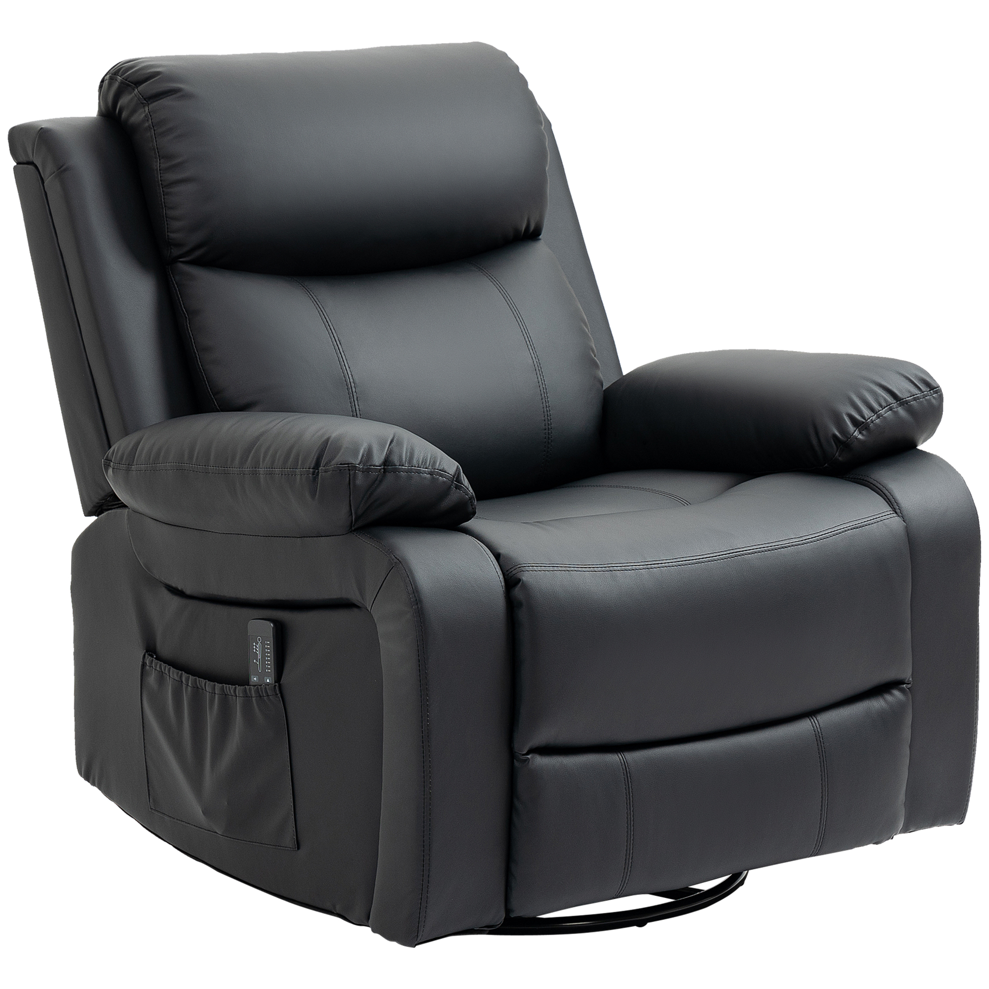 Massagestoel met 8 trillingskoppen, relaxfauteuil, verstelbare rugleuning en voetsteun, zwart