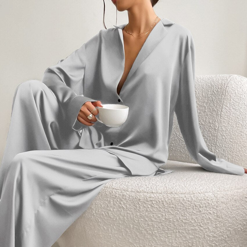 Luxuri?ses Satin-Pyjama-Set f��r Damen