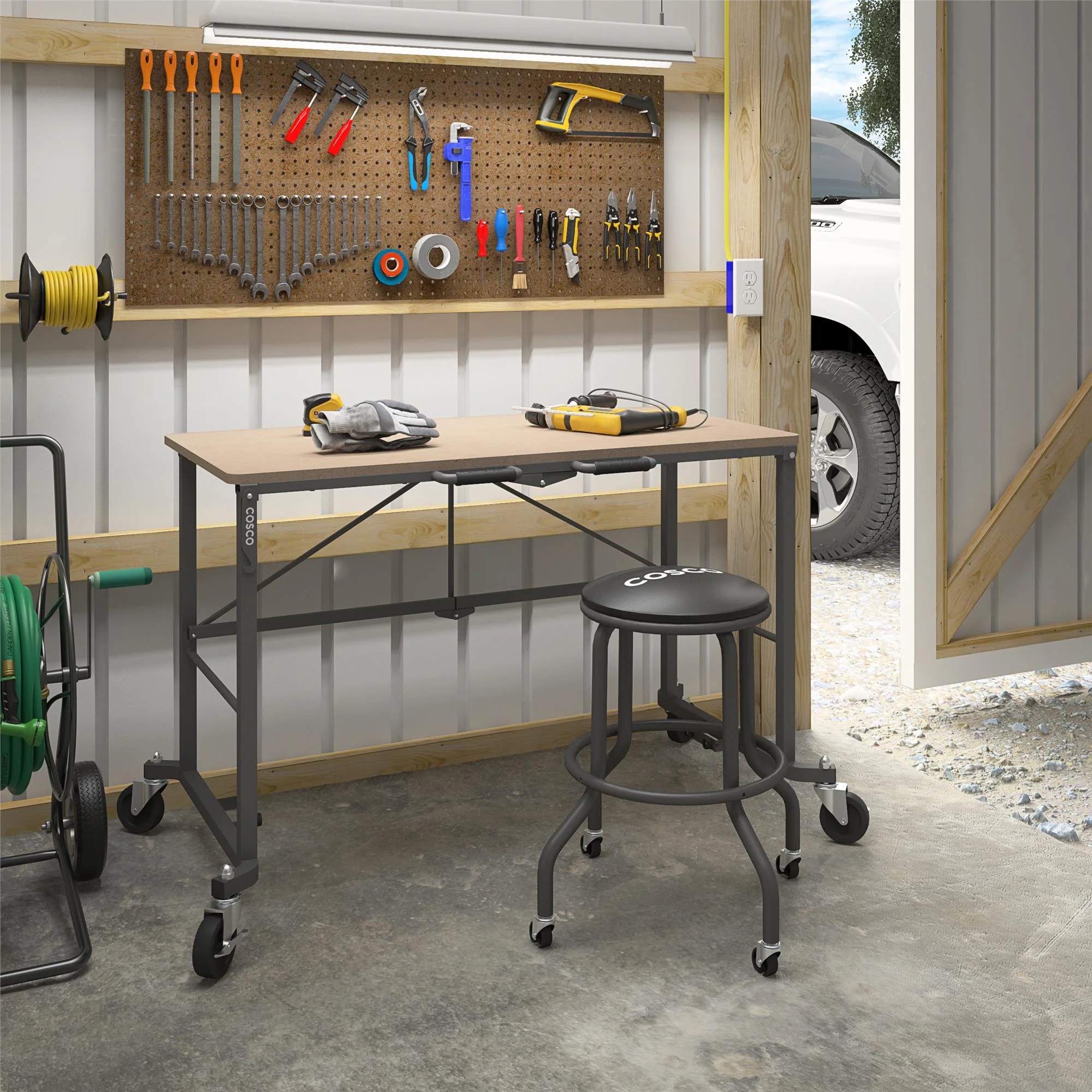 Draagbaar, opvouwbaar bureau Smartfold met MDF werkblad