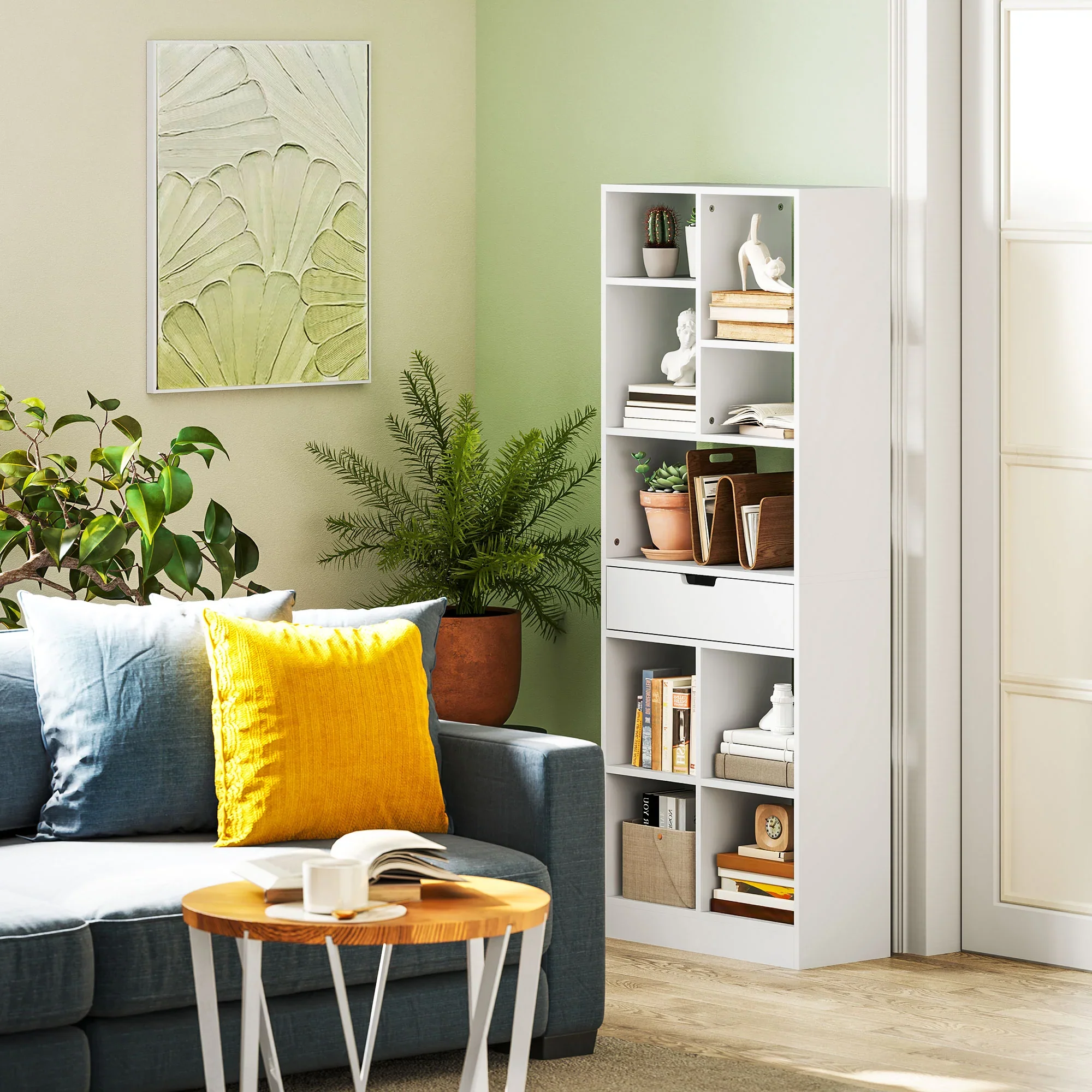 HOMCOM Boekenkast met lade veel opbergruimte Wit