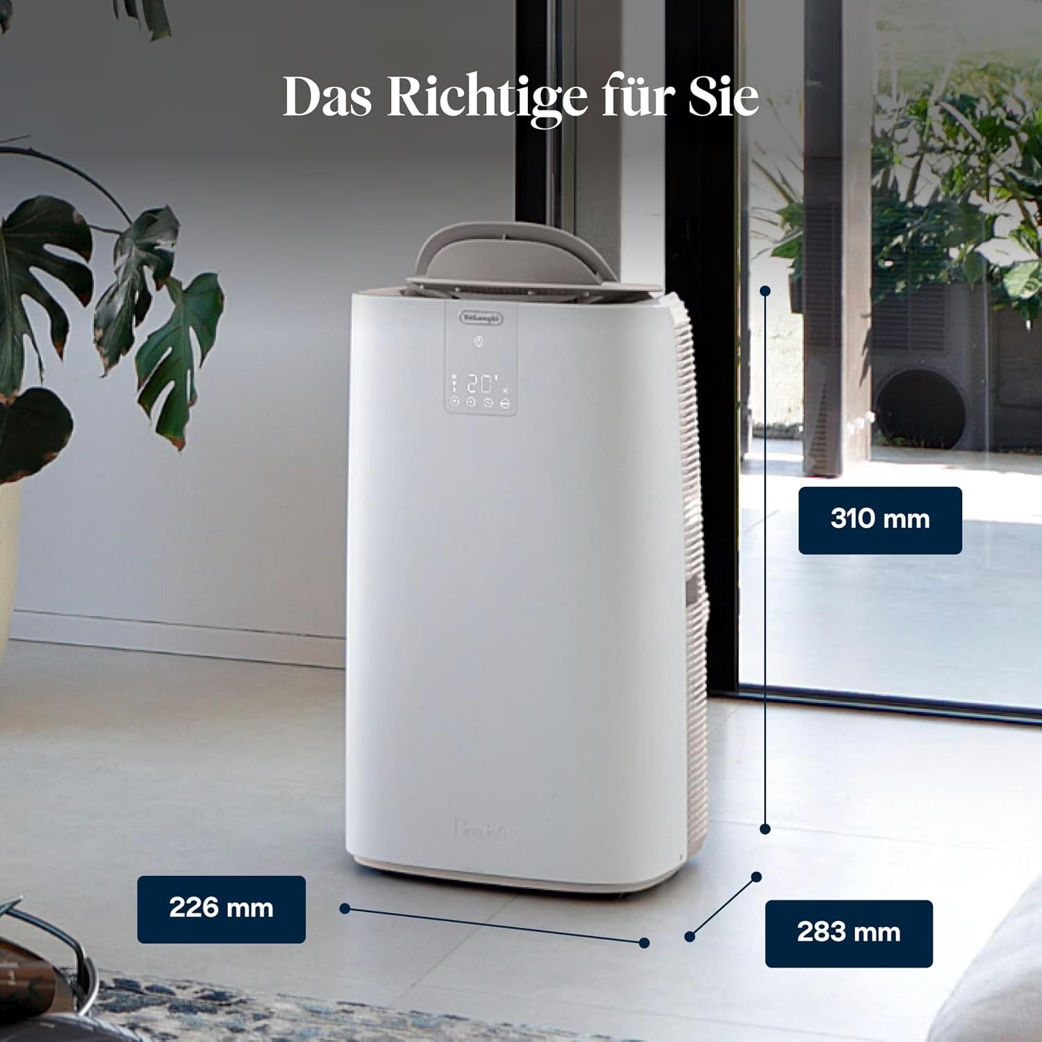 De'Longhi Pinguino GentleJet PAC AP98 mobile Klimaanlage, leise & tragbar, 11.500 BTU/h, für Räume bis zu 100m³, Entfeuchter, R290, A+, 24 H Timer, Fernbedienung, 2.7kW, Klimagerät, Weiß