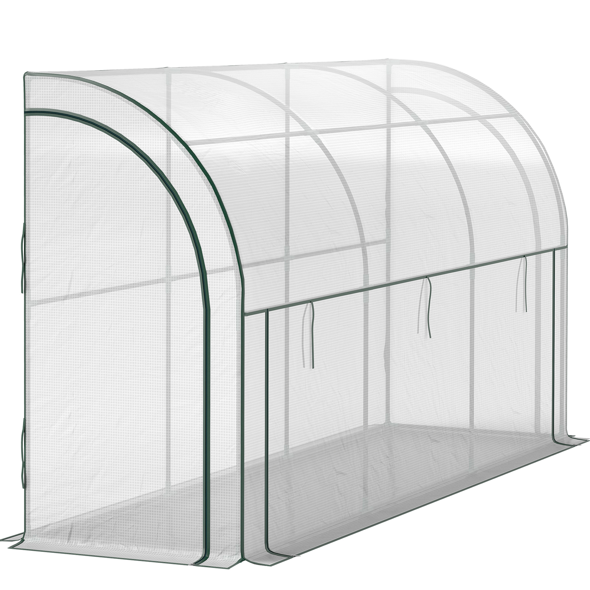 Muurgemonteerd Kas, Toegankelijk Plantenhuis, Kunststof Zeil, 300 x 80 x 157 cm, Wit
