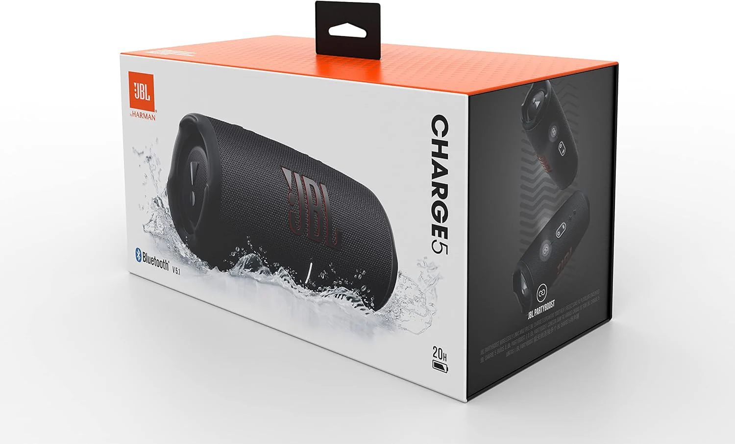 JBL Charge 5 Bluetooth-Lautsprecher in Schwarz �C Wasserfeste, portable Boombox mit integrierter Powerbank �C Eine Akku-Ladung f��r bis zu 20 Stunden kabellosen Musikgenuss