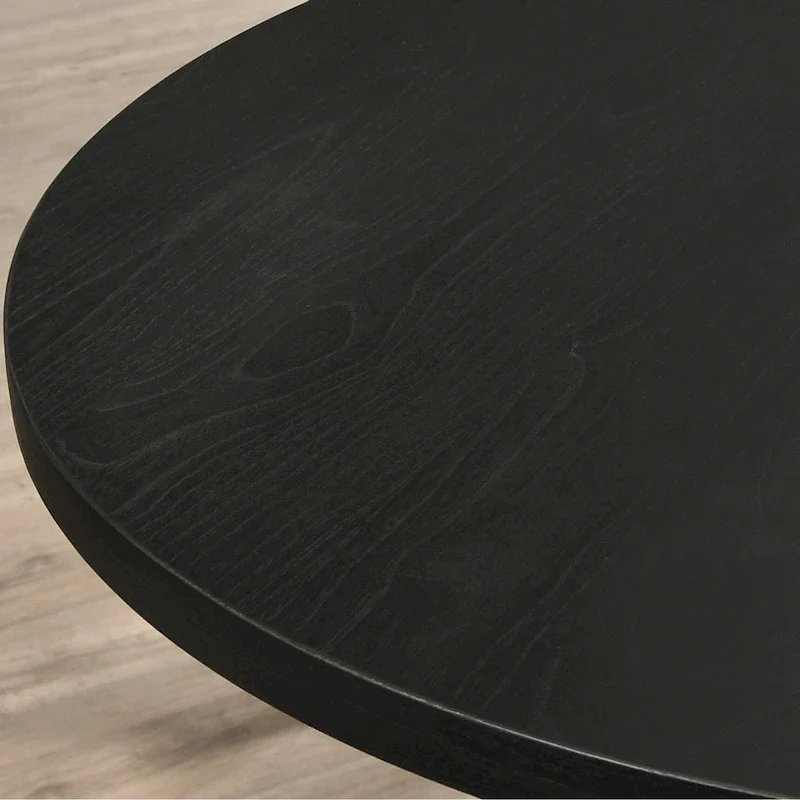 5 Piece Dining Table Set, Wooden Kitchen Furniture Set, Round Table with Cross-Buck Pedestal Base and 4 Tufted Chairs