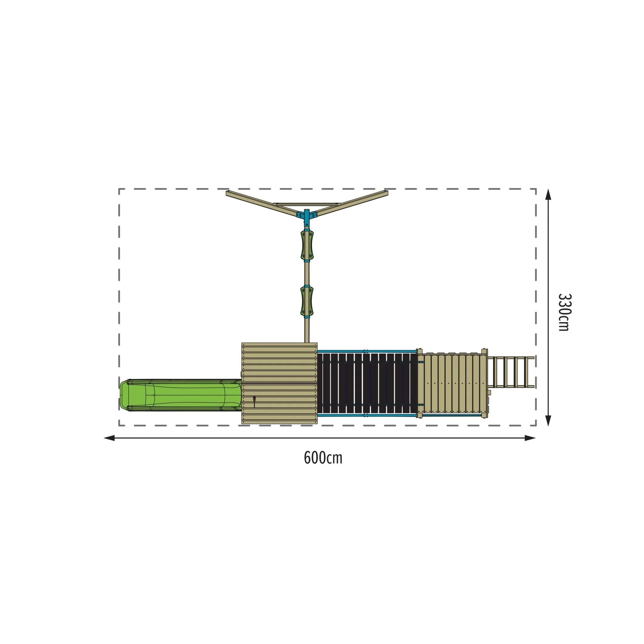 TP Skywood Klimstructuur van Hout met Ripple Glijbaan, Sky Brug, Mini Toren en Dubbele Schommelarm - FSC? Gecertificeerd