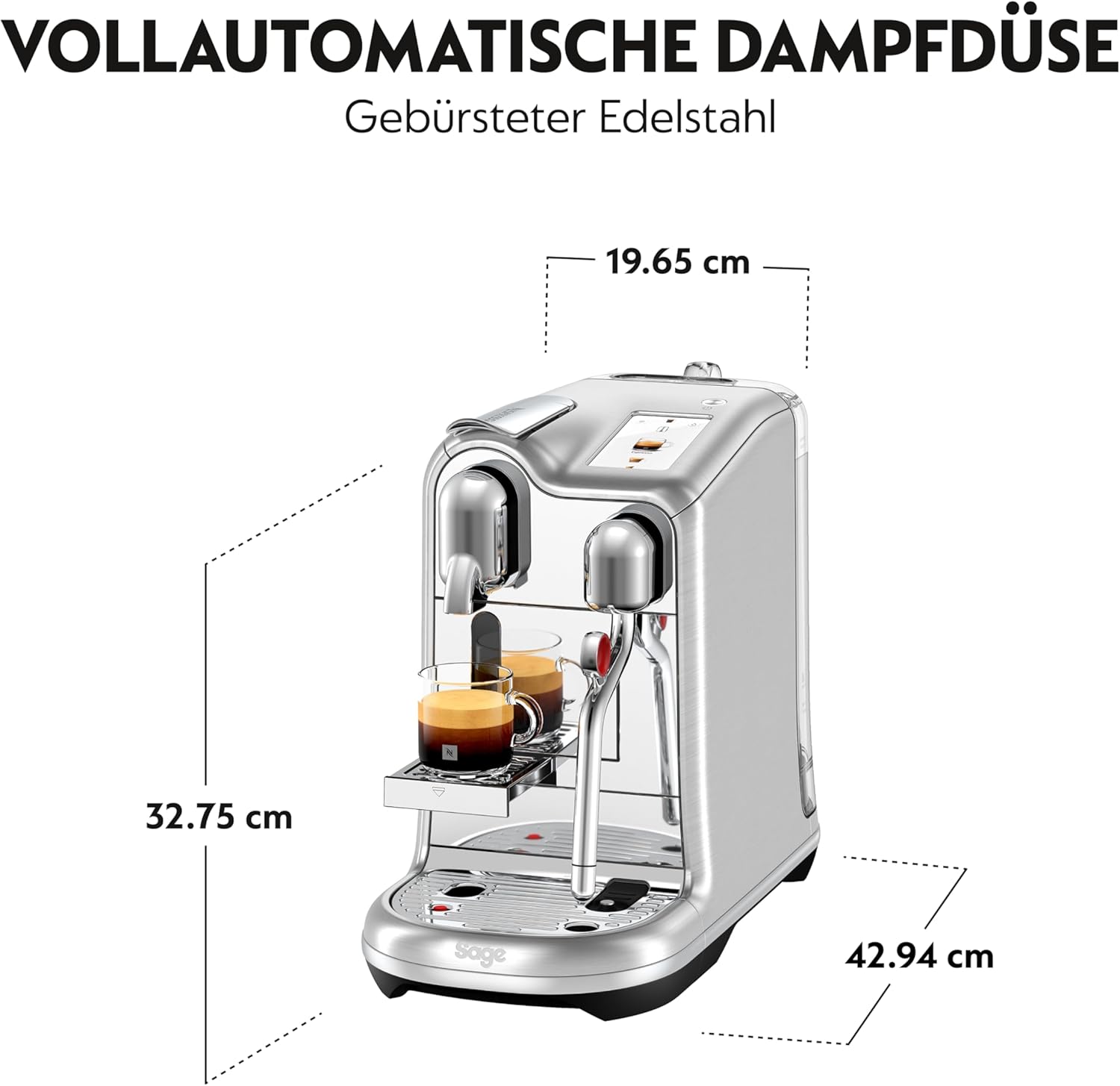 Nespresso Creatista Pro Kaffeemaschine von Sage, Edelstahl, Brushed Stainles Steel