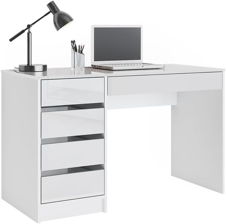 Vicco Schreibtisch Sherry, Weiß, 55 x 120 cm mit Schubladen
