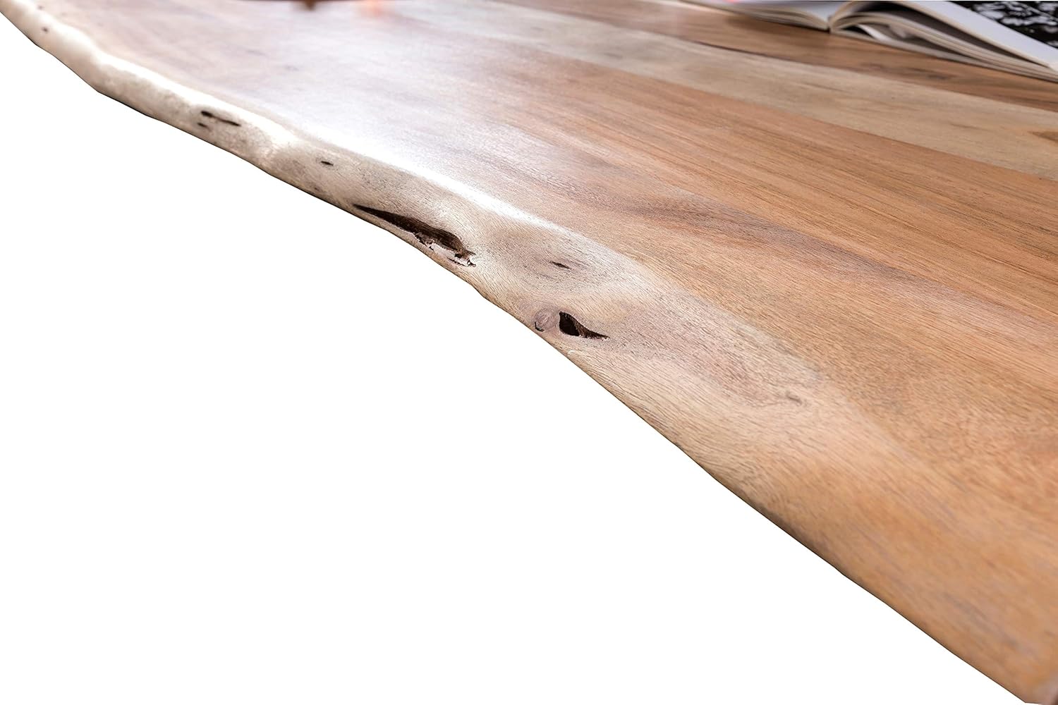 SAM Tischplatte 180x90 cm, Akazie massiv, naturfarben, stilvolle Baumkanten-Platte, pflegeleichtes Unikat