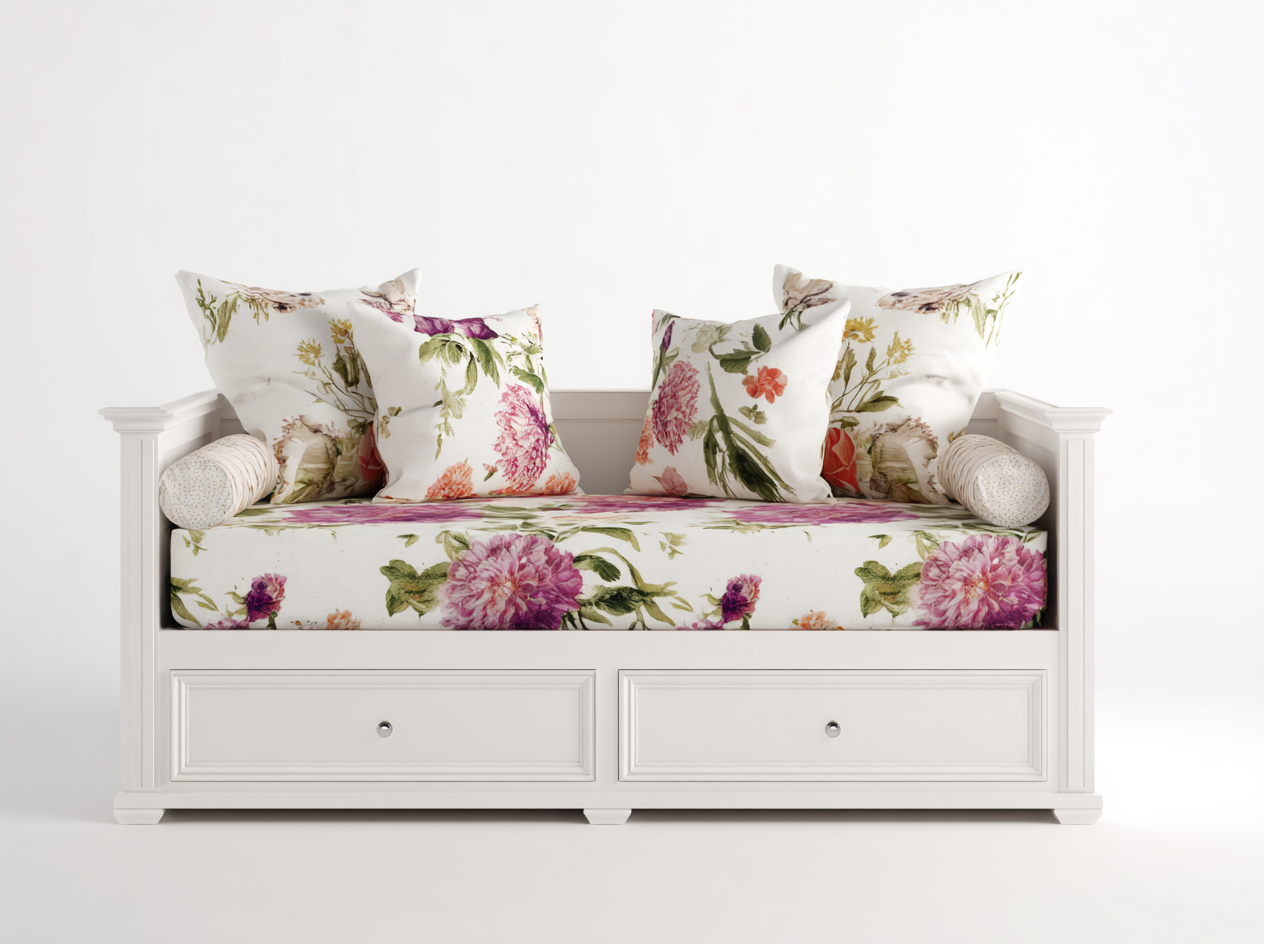 Schlafsofa-Holz-210 x 98 x 90 cm-Weiß-Landhausstil